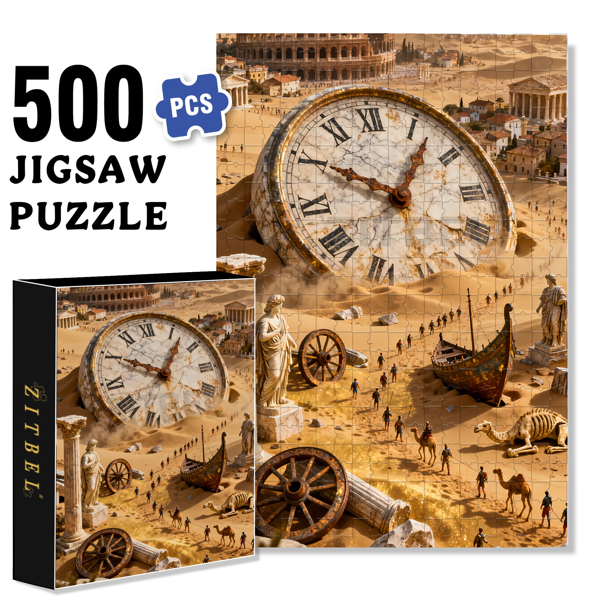 Time Goes By 500pcs/1000pcs Jigsaw Puzzle, Scratch-Resistant, Interactive Family Game & Brain-Boosting DIY Decor, Perfect for Halloween, Christmas & New Year Gifts, Family Puzzle Game