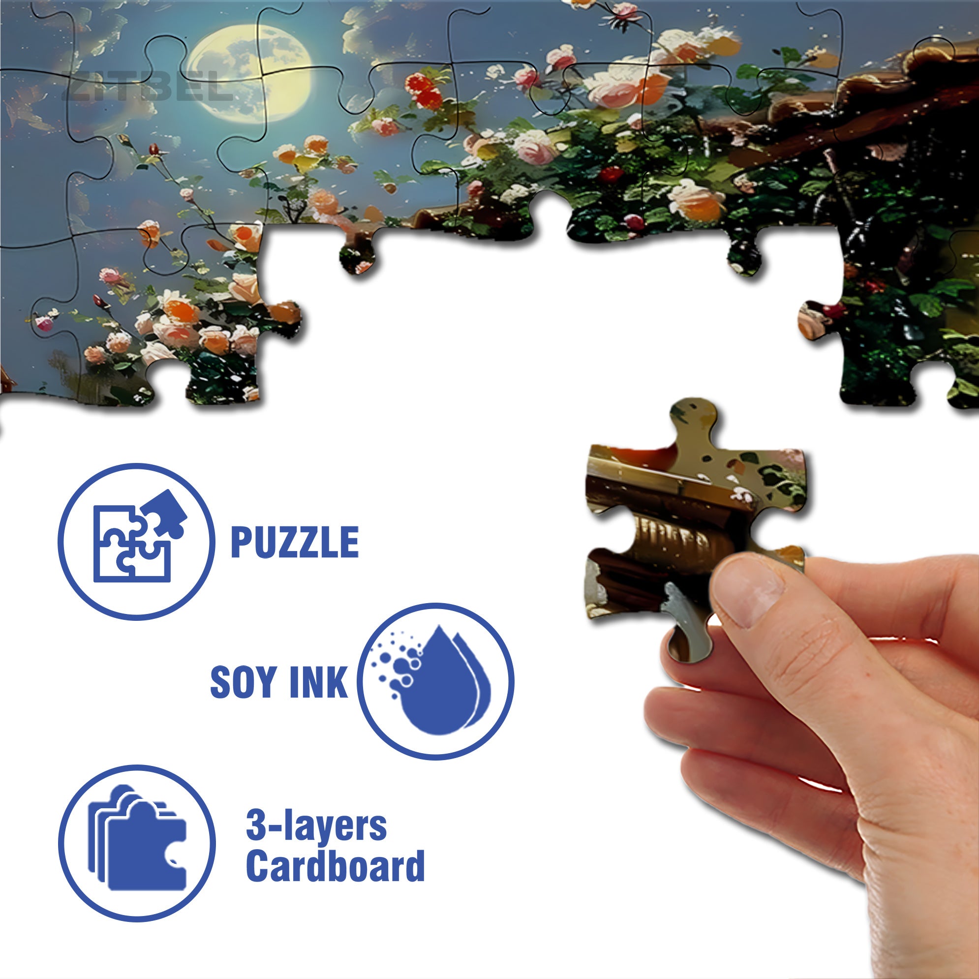 Tranquil Moonlit Gar 500pcs/1000pcs Jigsaw Puzzle, Scratch-Resistant, Interactive Family Game & Brain-Boosting DIY Decor, Perfect for Halloween, Christmas & New Year Gifts, Family Puzzle Game