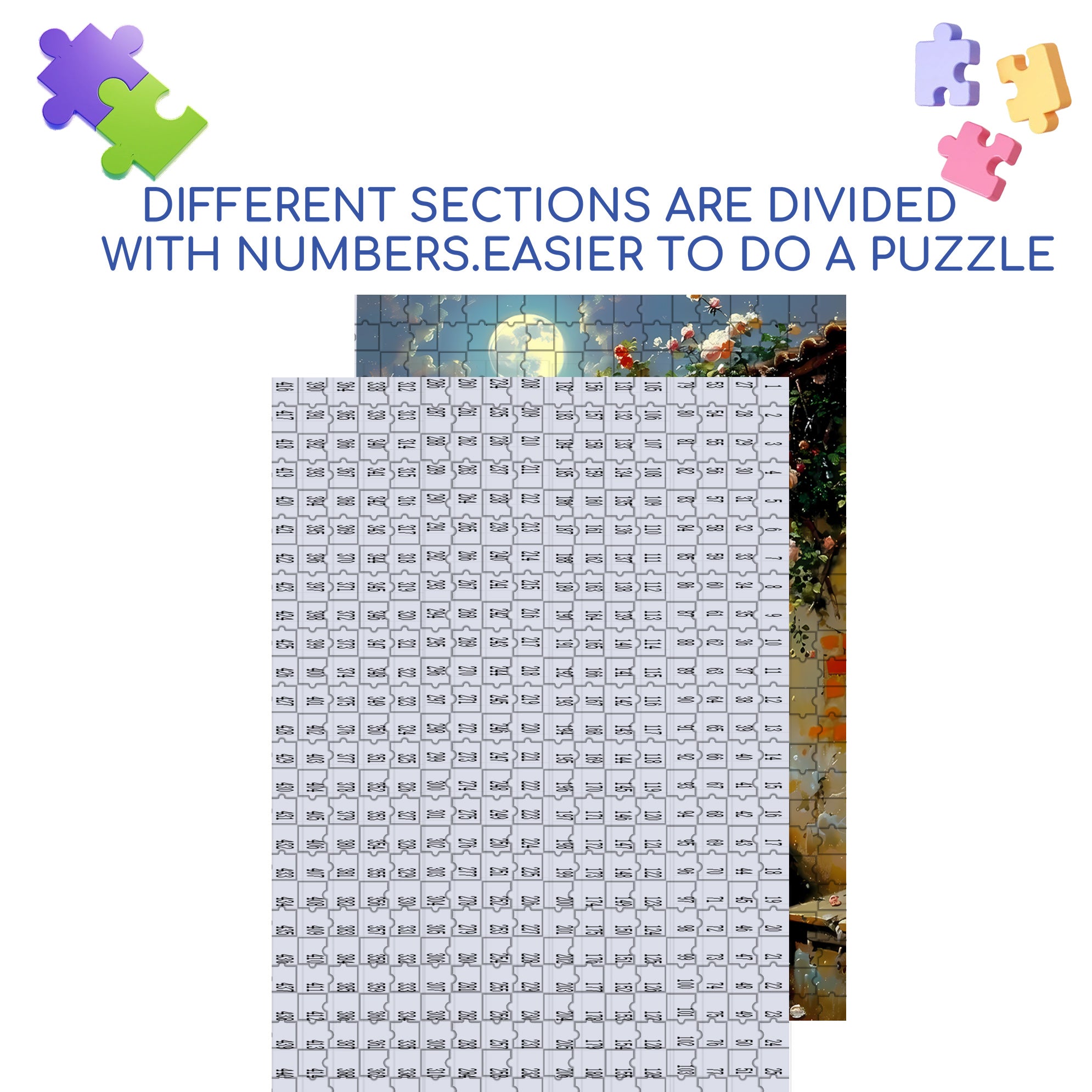 Tranquil Moonlit Gar 500pcs/1000pcs Jigsaw Puzzle, Scratch-Resistant, Interactive Family Game & Brain-Boosting DIY Decor, Perfect for Halloween, Christmas & New Year Gifts, Family Puzzle Game
