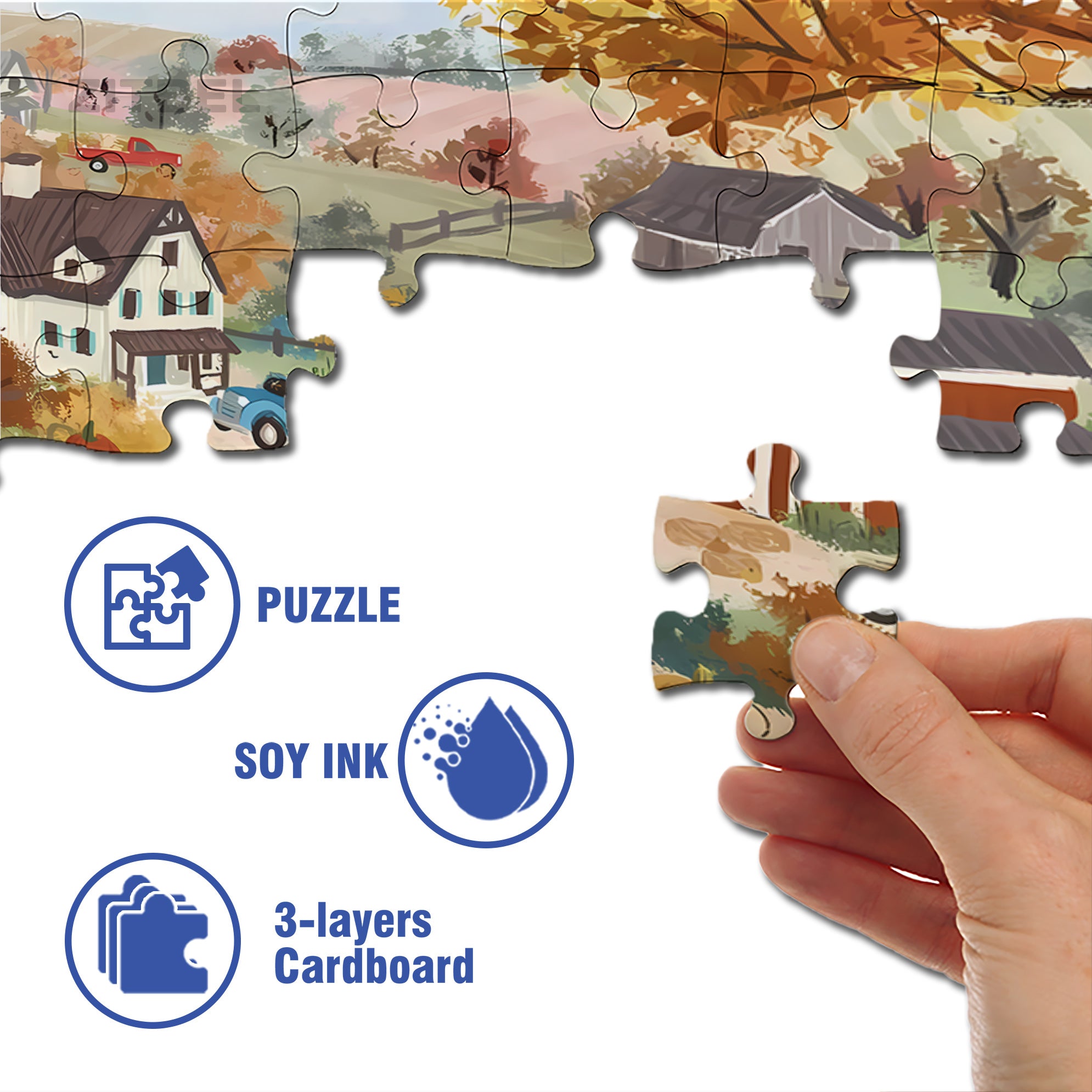 Autumn Afternoon 500pcs/1000pcs Jigsaw Puzzle, Scratch-Resistant, Interactive Family Game & Brain-Boosting DIY Decor, Perfect for Halloween, Christmas & New Year Gifts, Family Puzzle Game