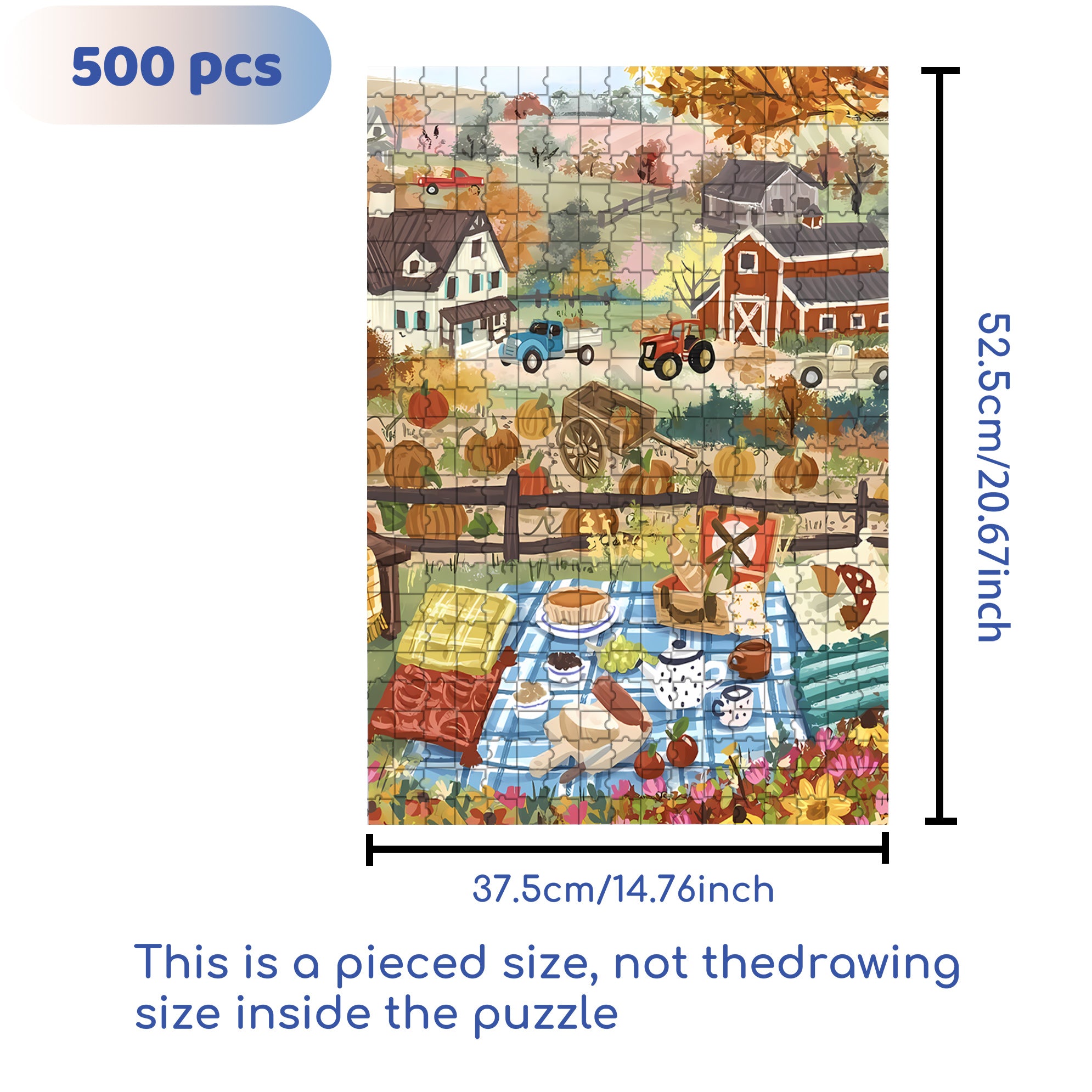 Autumn Afternoon 500pcs/1000pcs Jigsaw Puzzle, Scratch-Resistant, Interactive Family Game & Brain-Boosting DIY Decor, Perfect for Halloween, Christmas & New Year Gifts, Family Puzzle Game