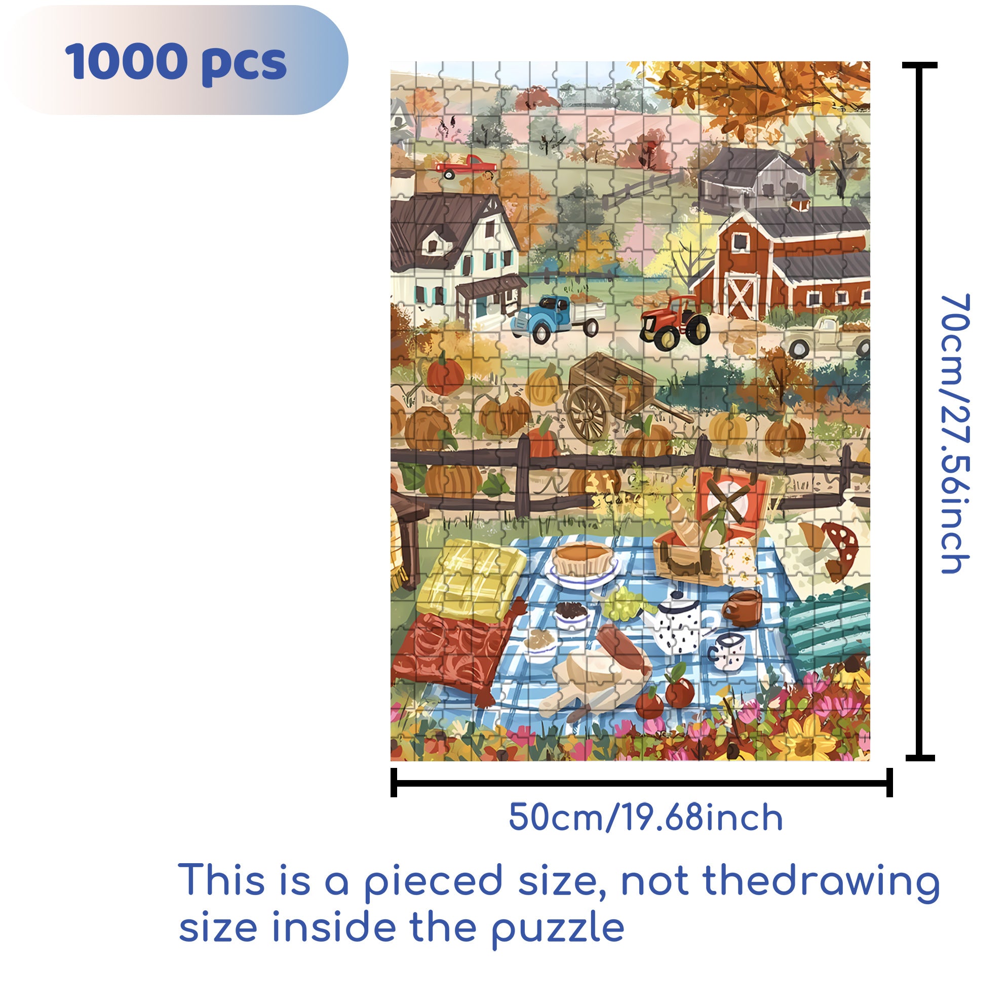 Autumn Afternoon 500pcs/1000pcs Jigsaw Puzzle, Scratch-Resistant, Interactive Family Game & Brain-Boosting DIY Decor, Perfect for Halloween, Christmas & New Year Gifts, Family Puzzle Game
