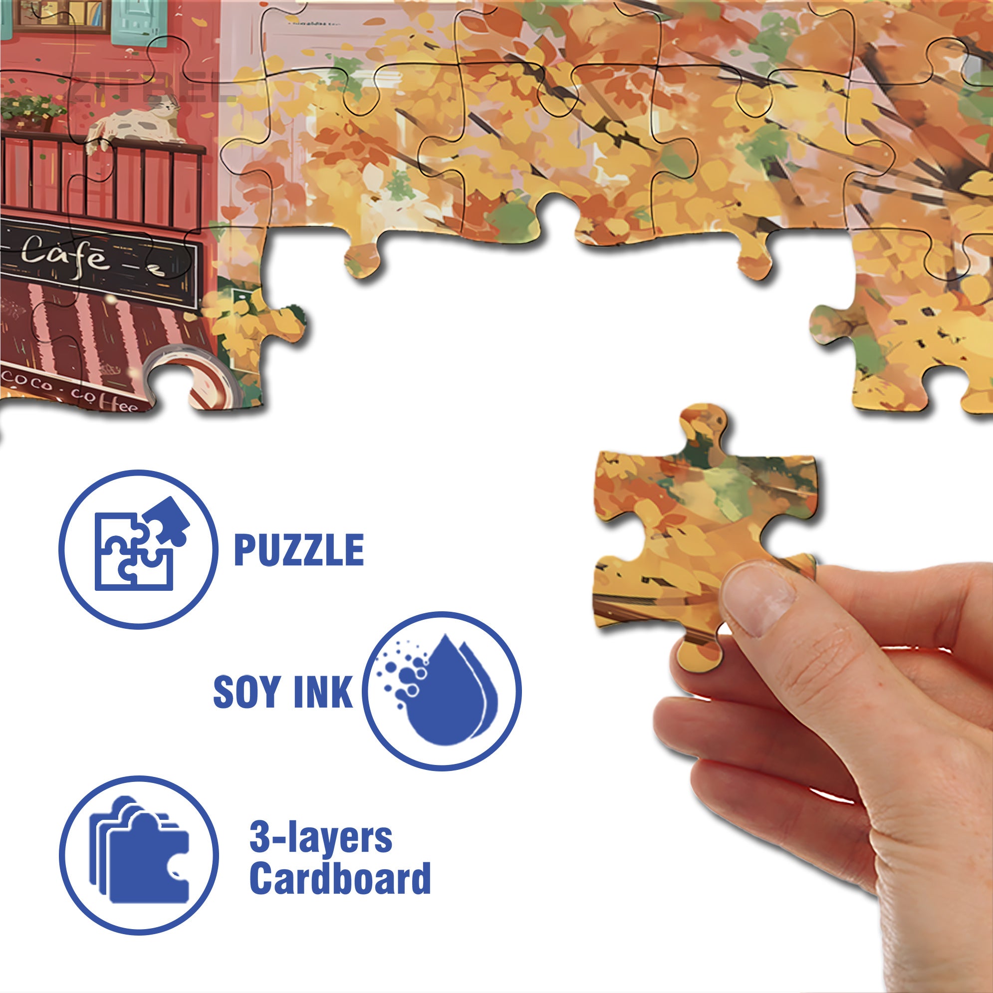 Autumn Street 500pcs/1000pcs Jigsaw Puzzle, Scratch-Resistant, Interactive Family Game & Brain-Boosting DIY Decor, Perfect for Halloween, Christmas & New Year Gifts, Family Puzzle Game
