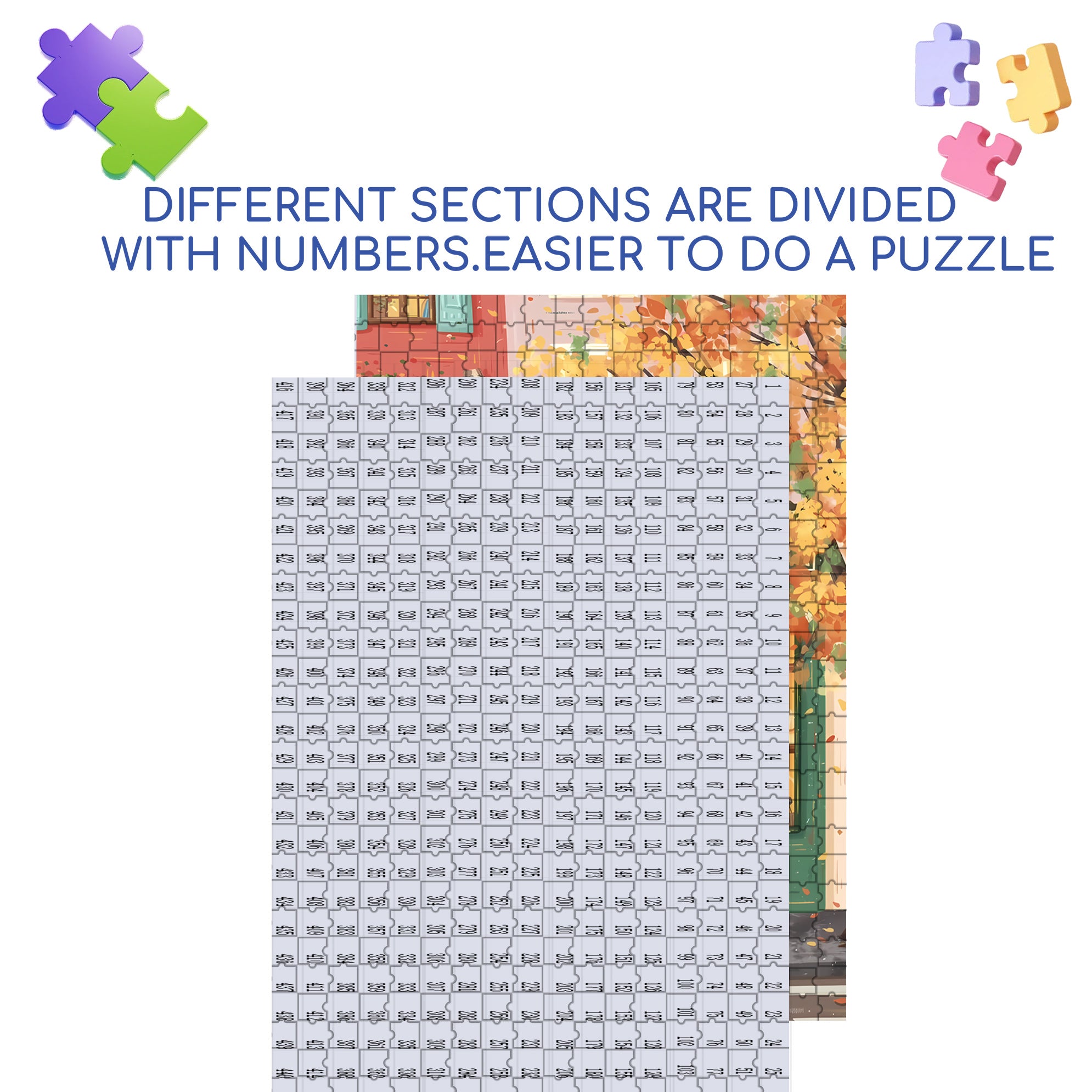 Autumn Street 500pcs/1000pcs Jigsaw Puzzle, Scratch-Resistant, Interactive Family Game & Brain-Boosting DIY Decor, Perfect for Halloween, Christmas & New Year Gifts, Family Puzzle Game