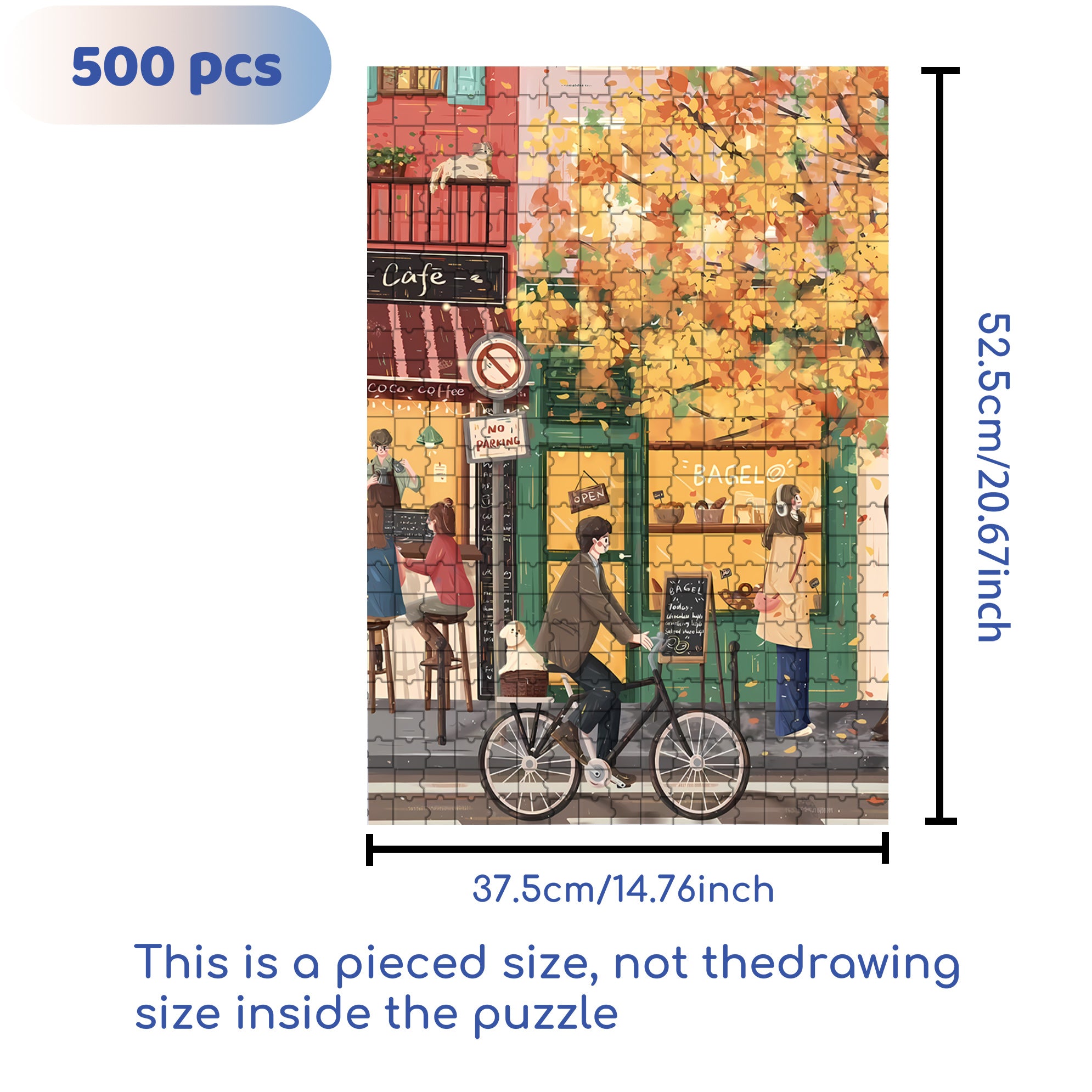 Autumn Street 500pcs/1000pcs Jigsaw Puzzle, Scratch-Resistant, Interactive Family Game & Brain-Boosting DIY Decor, Perfect for Halloween, Christmas & New Year Gifts, Family Puzzle Game