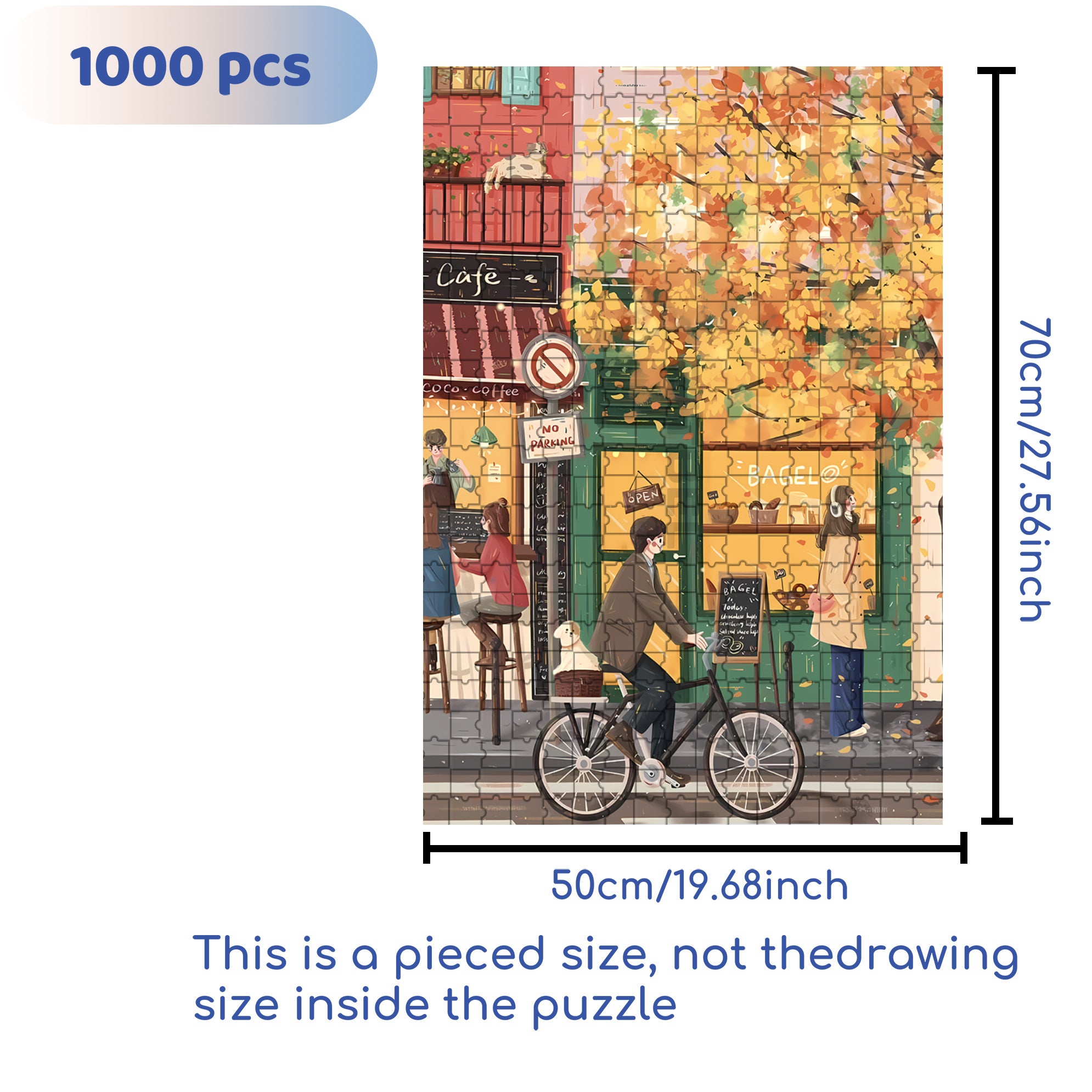 Autumn Street 500pcs/1000pcs Jigsaw Puzzle, Scratch-Resistant, Interactive Family Game & Brain-Boosting DIY Decor, Perfect for Halloween, Christmas & New Year Gifts, Family Puzzle Game