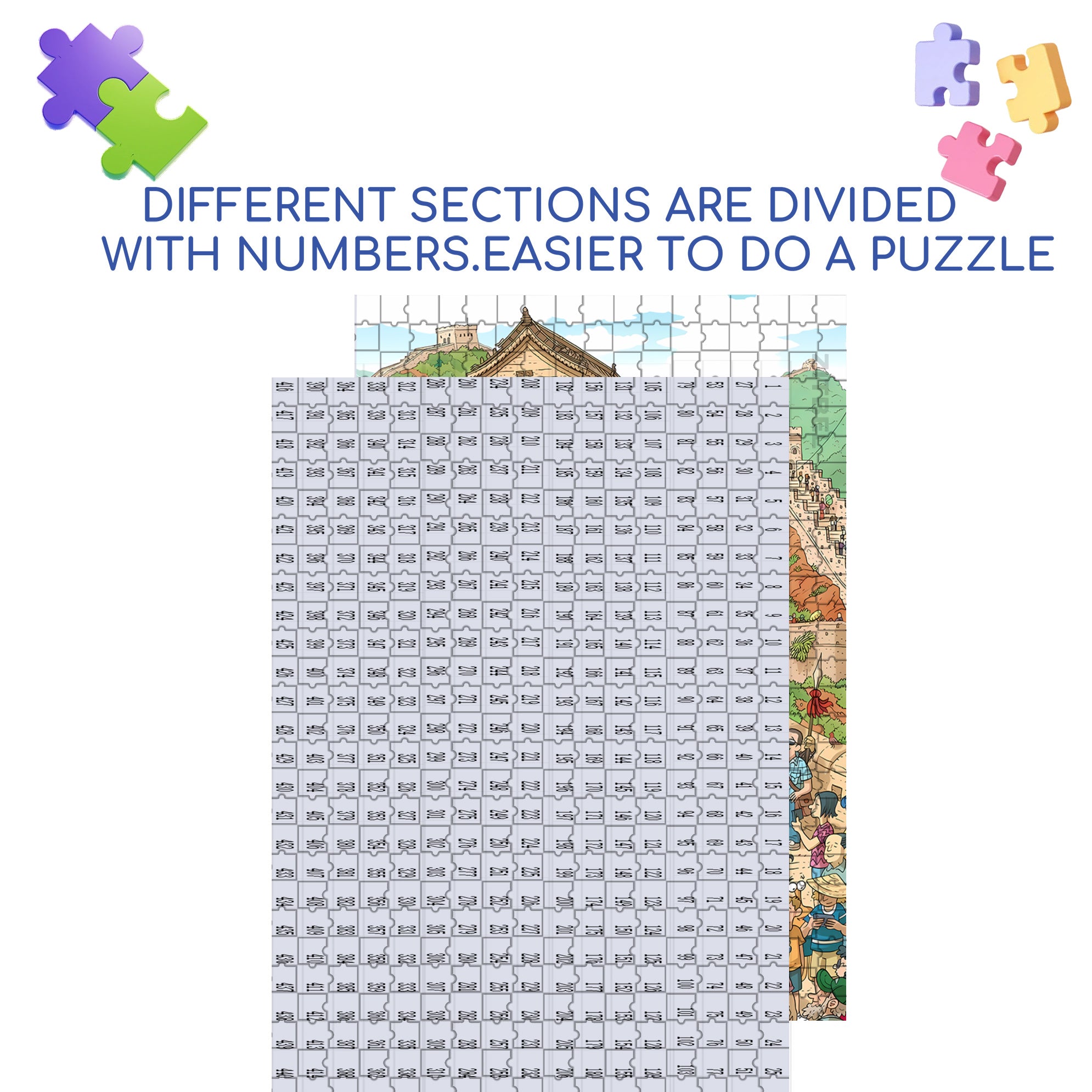 Badaling Great Wall 500pcs/1000pcs Jigsaw Puzzle, Scratch-Resistant, Interactive Family Game & Brain-Boosting DIY Decor, Perfect for Halloween, Christmas & New Year Gifts, Family Puzzle Game