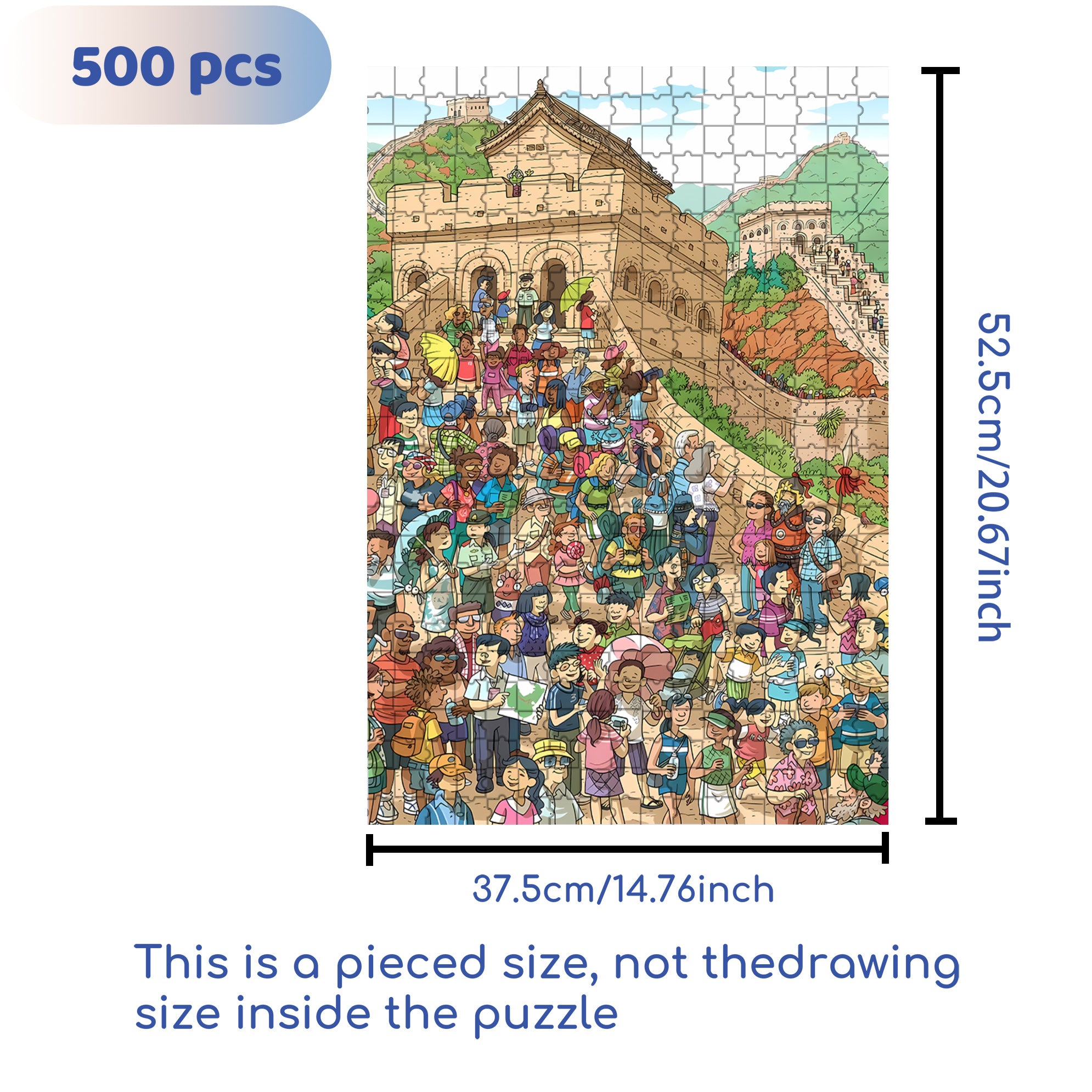 Badaling Great Wall 500pcs/1000pcs Jigsaw Puzzle, Scratch-Resistant, Interactive Family Game & Brain-Boosting DIY Decor, Perfect for Halloween, Christmas & New Year Gifts, Family Puzzle Game