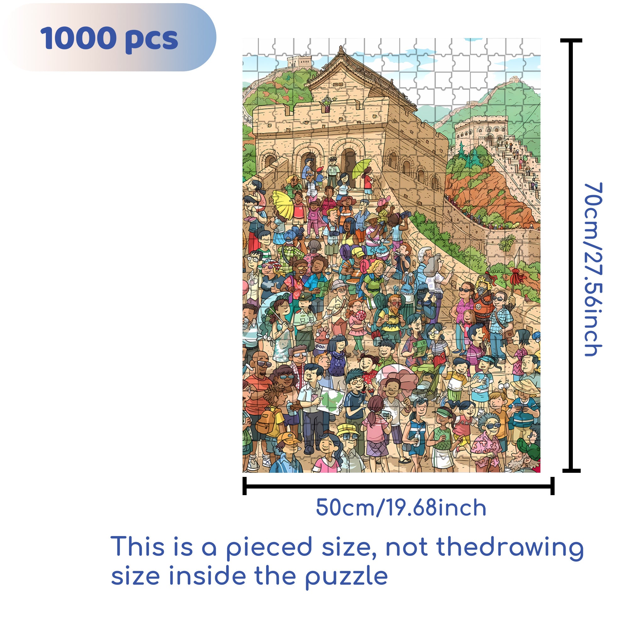 Badaling Great Wall 500pcs/1000pcs Jigsaw Puzzle, Scratch-Resistant, Interactive Family Game & Brain-Boosting DIY Decor, Perfect for Halloween, Christmas & New Year Gifts, Family Puzzle Game