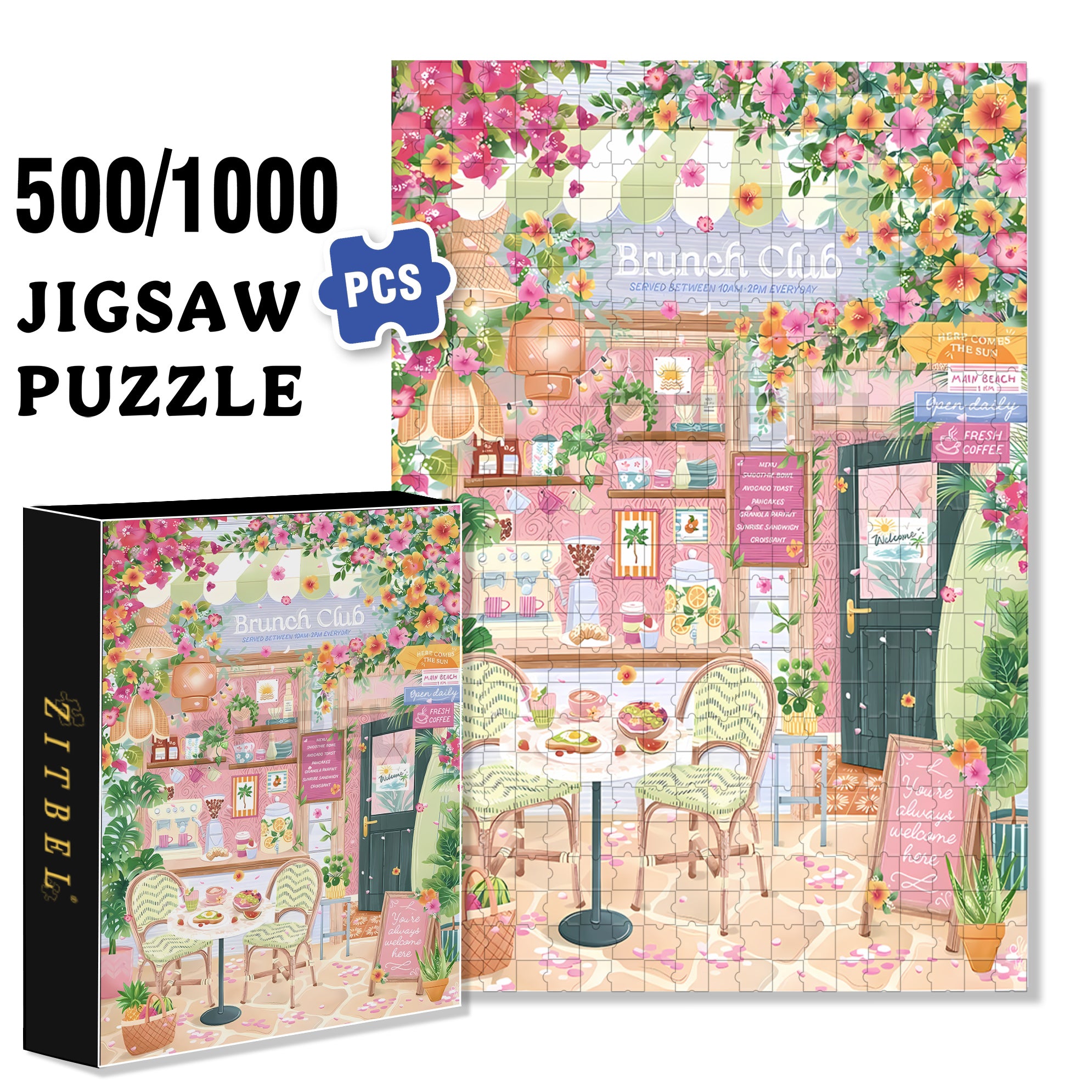 Brunch 500pcs/1000pcs Jigsaw Puzzle, Scratch-Resistant, Interactive Family Game & Brain-Boosting DIY Decor, Perfect for Halloween, Christmas & New Year Gifts, Family Puzzle Game