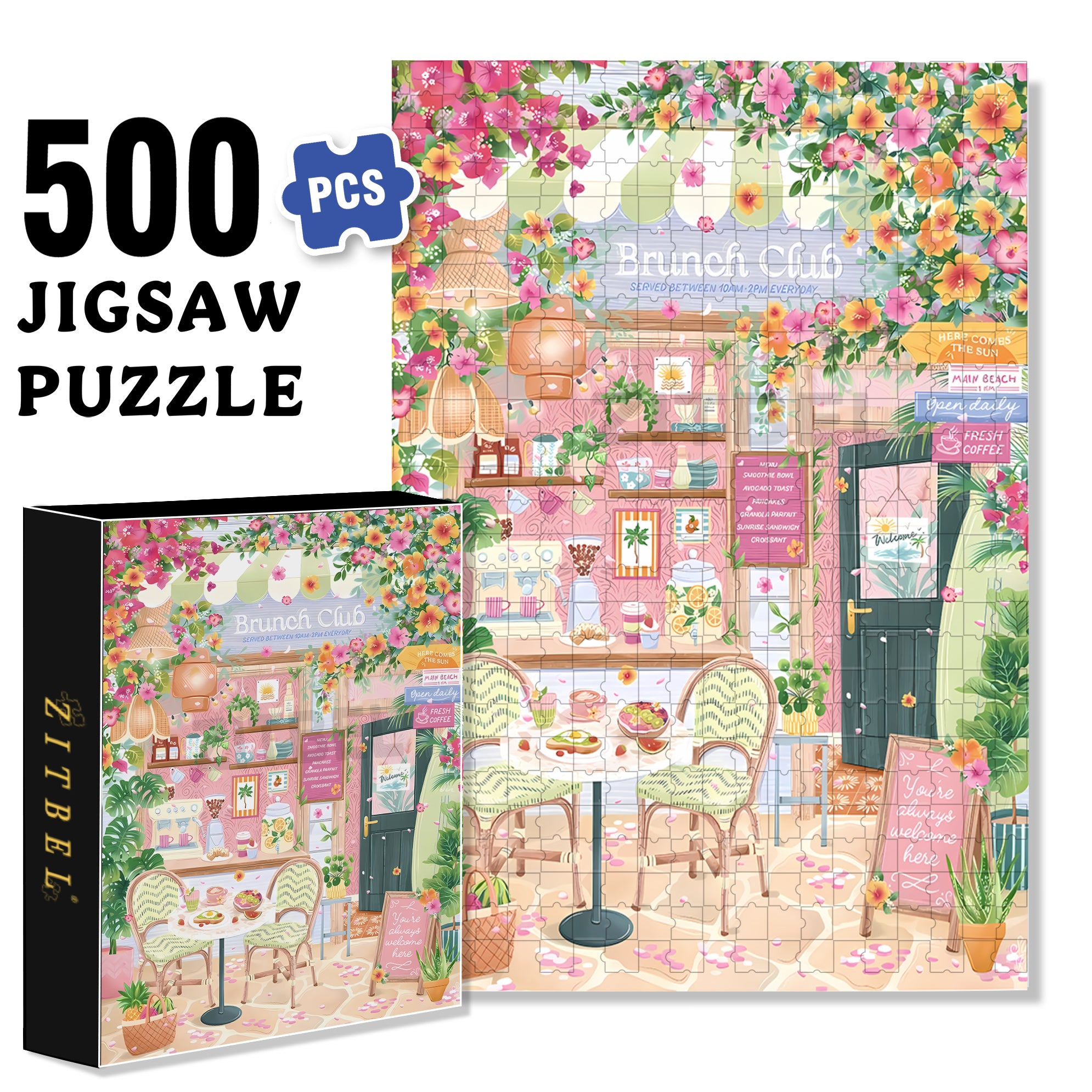 Brunch 500pcs/1000pcs Jigsaw Puzzle, Scratch-Resistant, Interactive Family Game & Brain-Boosting DIY Decor, Perfect for Halloween, Christmas & New Year Gifts, Family Puzzle Game