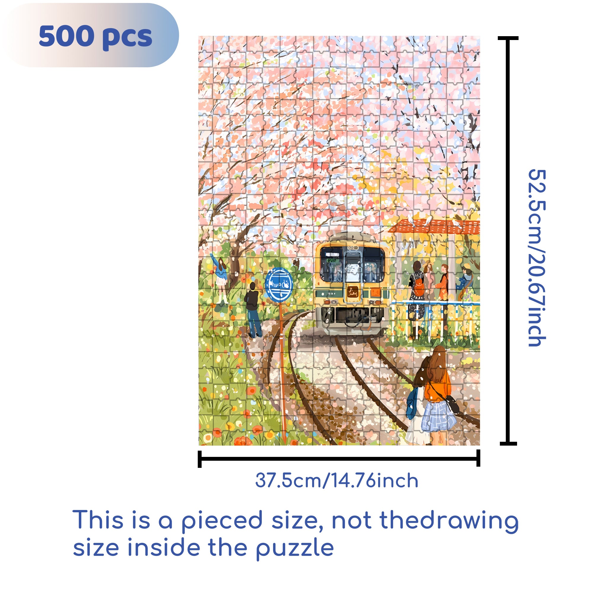 Cherry Blossom Trees 500pcs/1000pcs Jigsaw Puzzle, Scratch-Resistant, Interactive Family Game & Brain-Boosting DIY Decor, Perfect for Halloween, Christmas & New Year Gifts, Family Puzzle Game