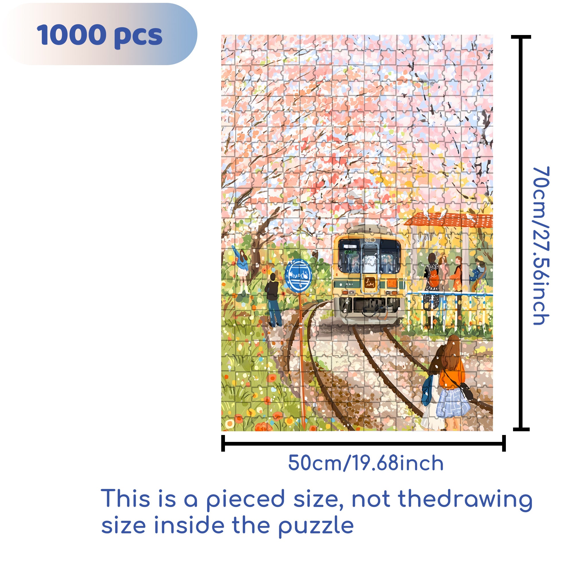 Cherry Blossom Trees 500pcs/1000pcs Jigsaw Puzzle, Scratch-Resistant, Interactive Family Game & Brain-Boosting DIY Decor, Perfect for Halloween, Christmas & New Year Gifts, Family Puzzle Game