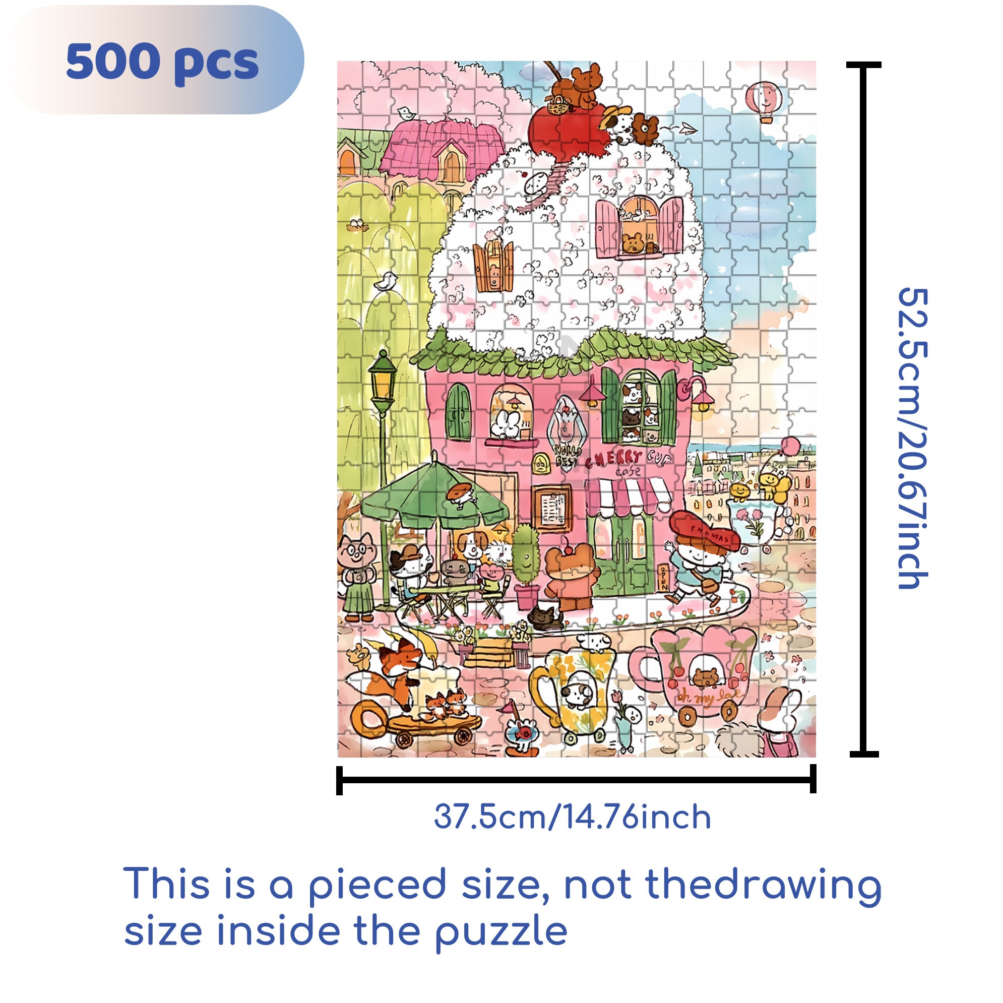 Cherry Cup Cake 500pcs/1000pcs Jigsaw Puzzle, Scratch-Resistant, Interactive Family Game & Brain-Boosting DIY Decor, Perfect for Halloween, Christmas & New Year Gifts, Family Puzzle Game