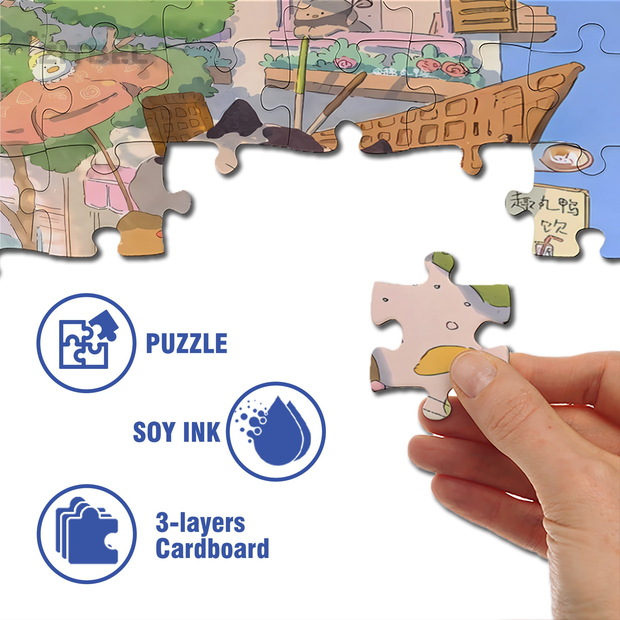 Duck Ice Cream Truck 500pcs/1000pcs Jigsaw Puzzle, Scratch-Resistant, Interactive Family Game & Brain-Boosting DIY Decor, Perfect for Halloween, Christmas & New Year Gifts, Family Puzzle Game