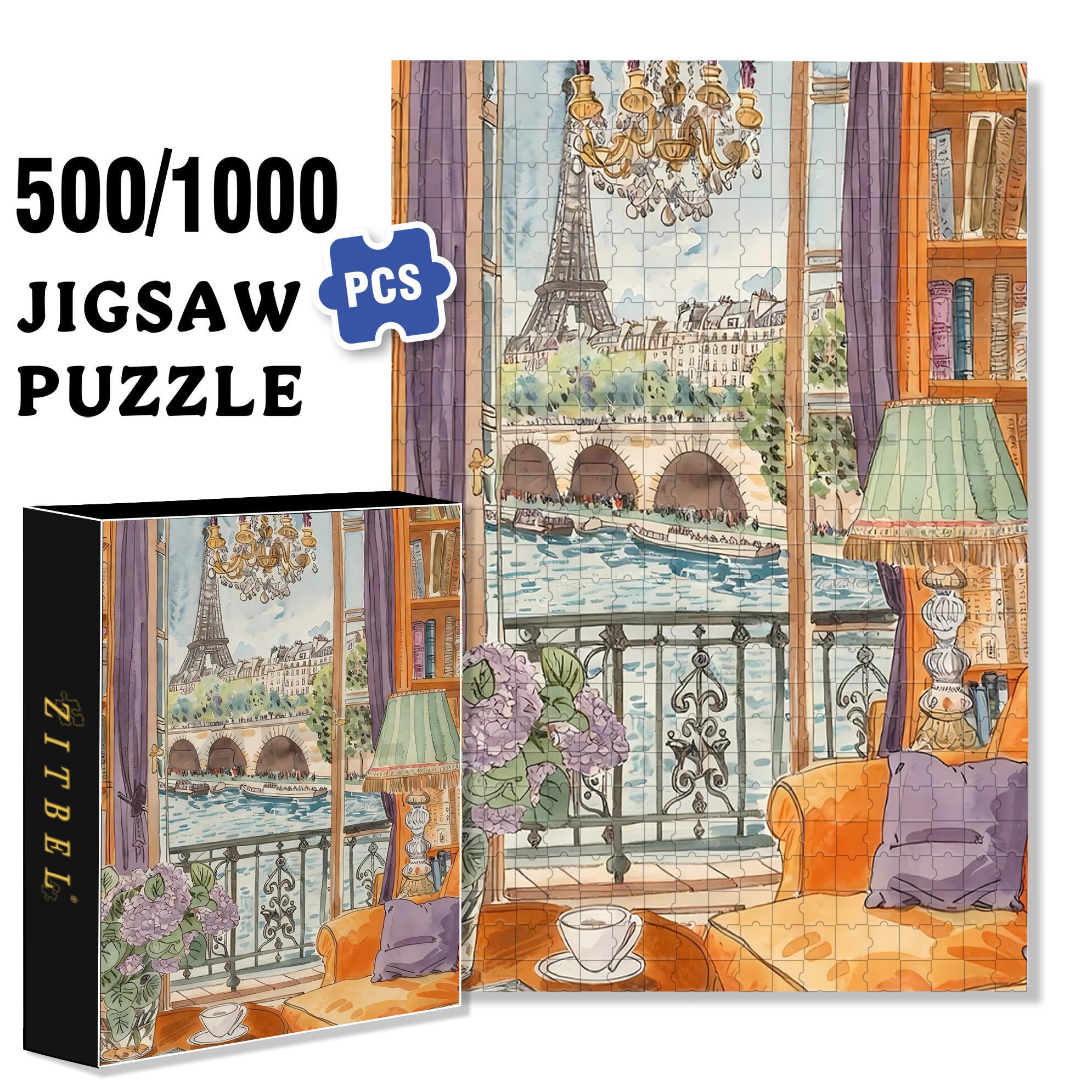 Enjoy the Seine 500pcs/1000pcs Jigsaw Puzzle, Scratch-Resistant, Interactive Family Game & Brain-Boosting DIY Decor, Perfect for Halloween, Christmas & New Year Gifts, Family Puzzle Game