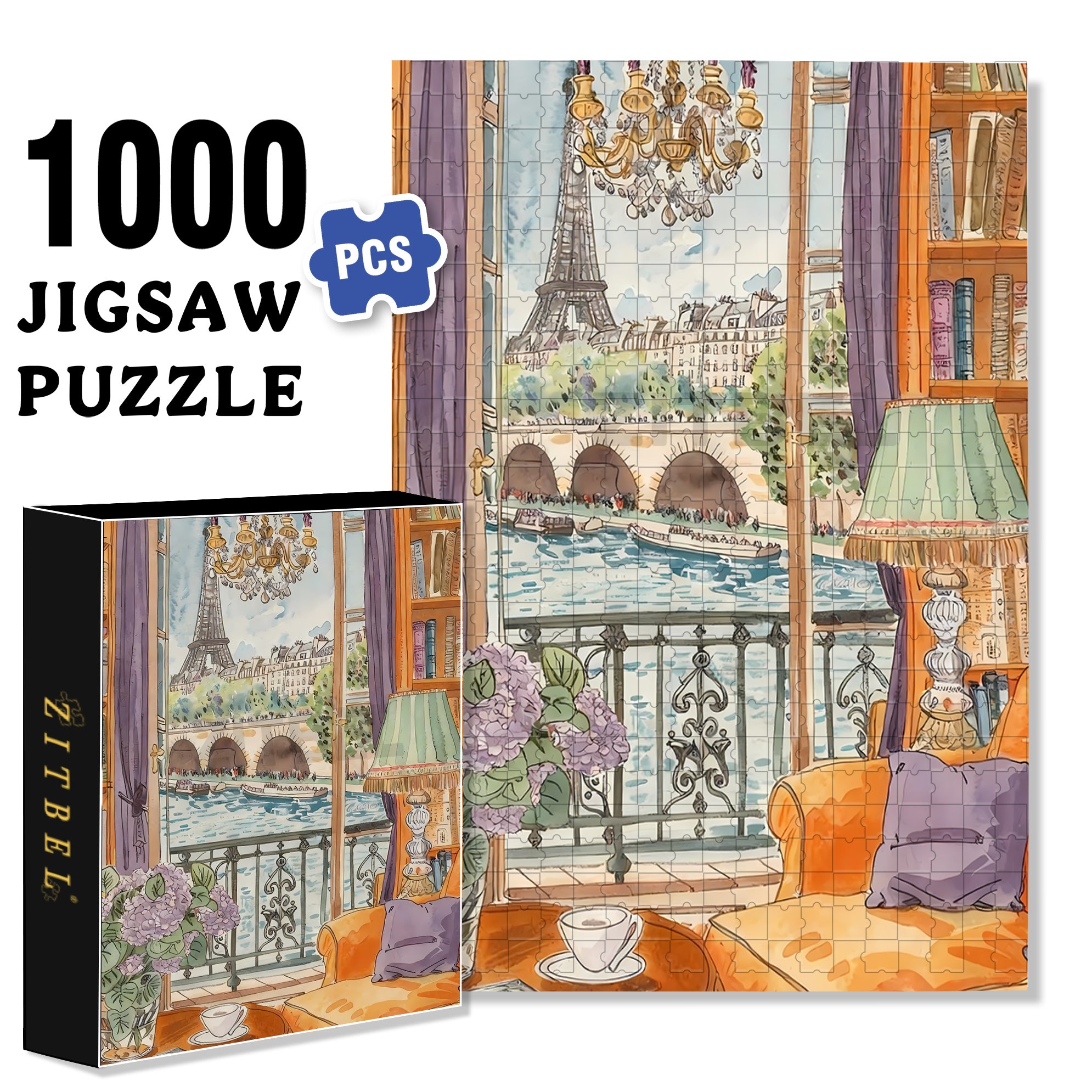 Enjoy the Seine 500pcs/1000pcs Jigsaw Puzzle, Scratch-Resistant, Interactive Family Game & Brain-Boosting DIY Decor, Perfect for Halloween, Christmas & New Year Gifts, Family Puzzle Game