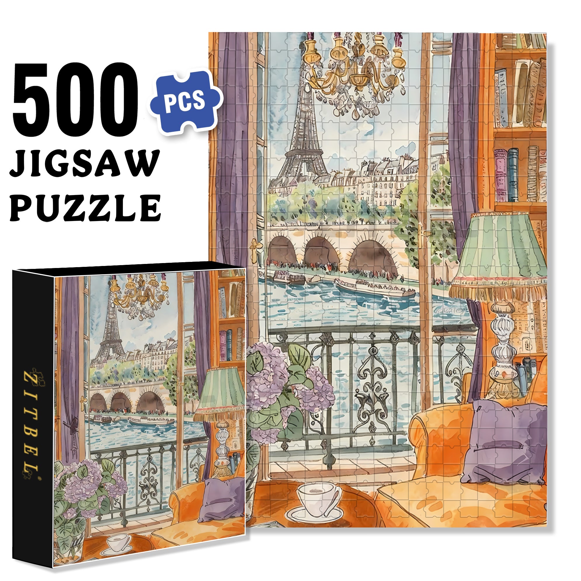 Enjoy the Seine 500pcs/1000pcs Jigsaw Puzzle, Scratch-Resistant, Interactive Family Game & Brain-Boosting DIY Decor, Perfect for Halloween, Christmas & New Year Gifts, Family Puzzle Game