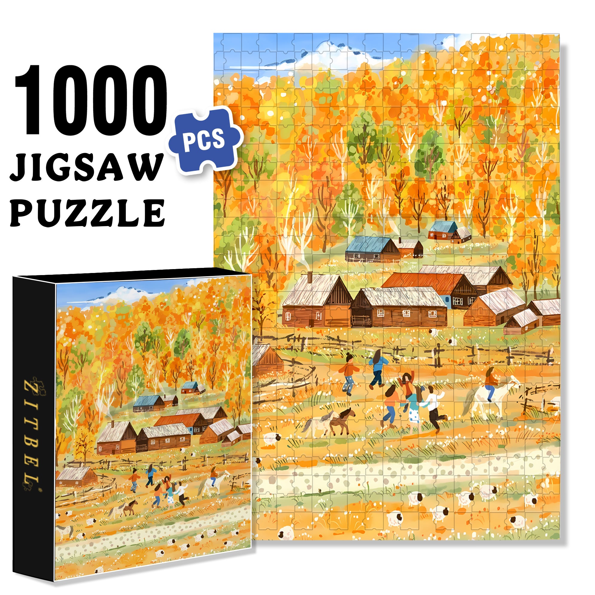 Farm Carnival 500pcs/1000pcs Jigsaw Puzzle, Scratch-Resistant, Interactive Family Game & Brain-Boosting DIY Decor, Perfect for Halloween, Christmas & New Year Gifts, Family Puzzle Game