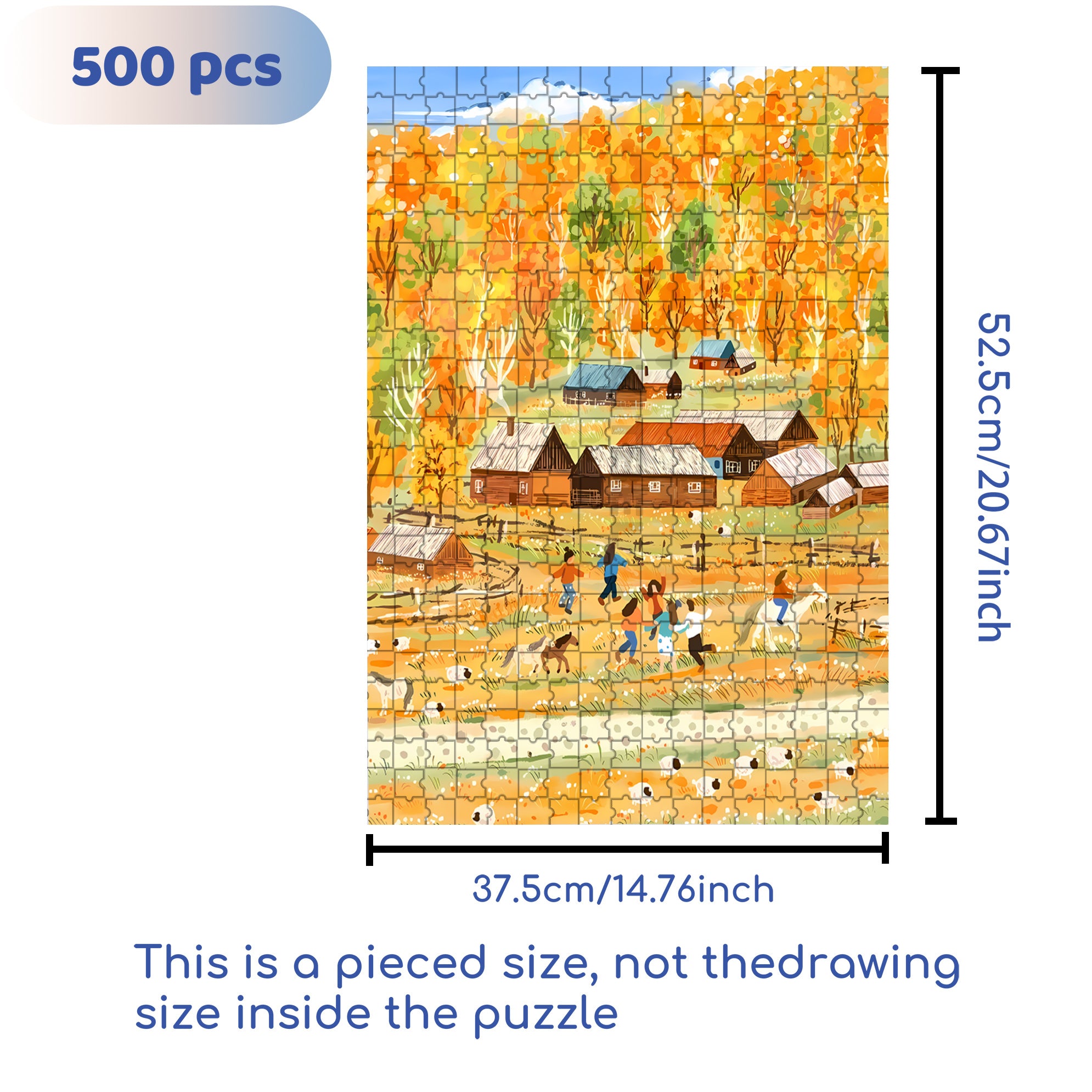 Farm Carnival 500pcs/1000pcs Jigsaw Puzzle, Scratch-Resistant, Interactive Family Game & Brain-Boosting DIY Decor, Perfect for Halloween, Christmas & New Year Gifts, Family Puzzle Game