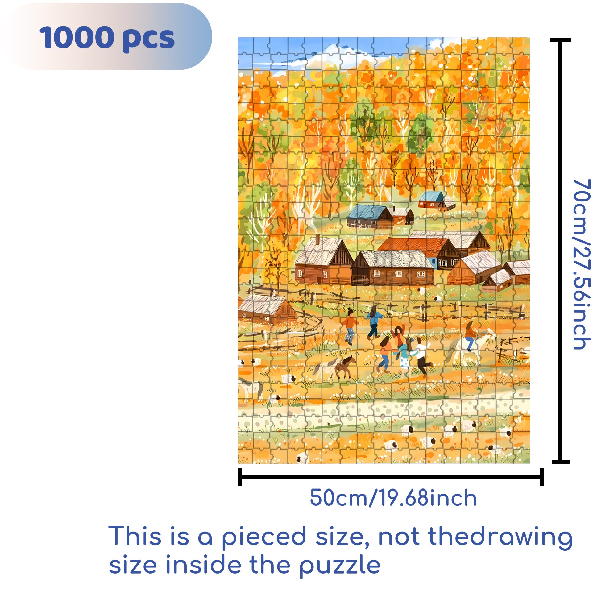 Farm Carnival 500pcs/1000pcs Jigsaw Puzzle, Scratch-Resistant, Interactive Family Game & Brain-Boosting DIY Decor, Perfect for Halloween, Christmas & New Year Gifts, Family Puzzle Game