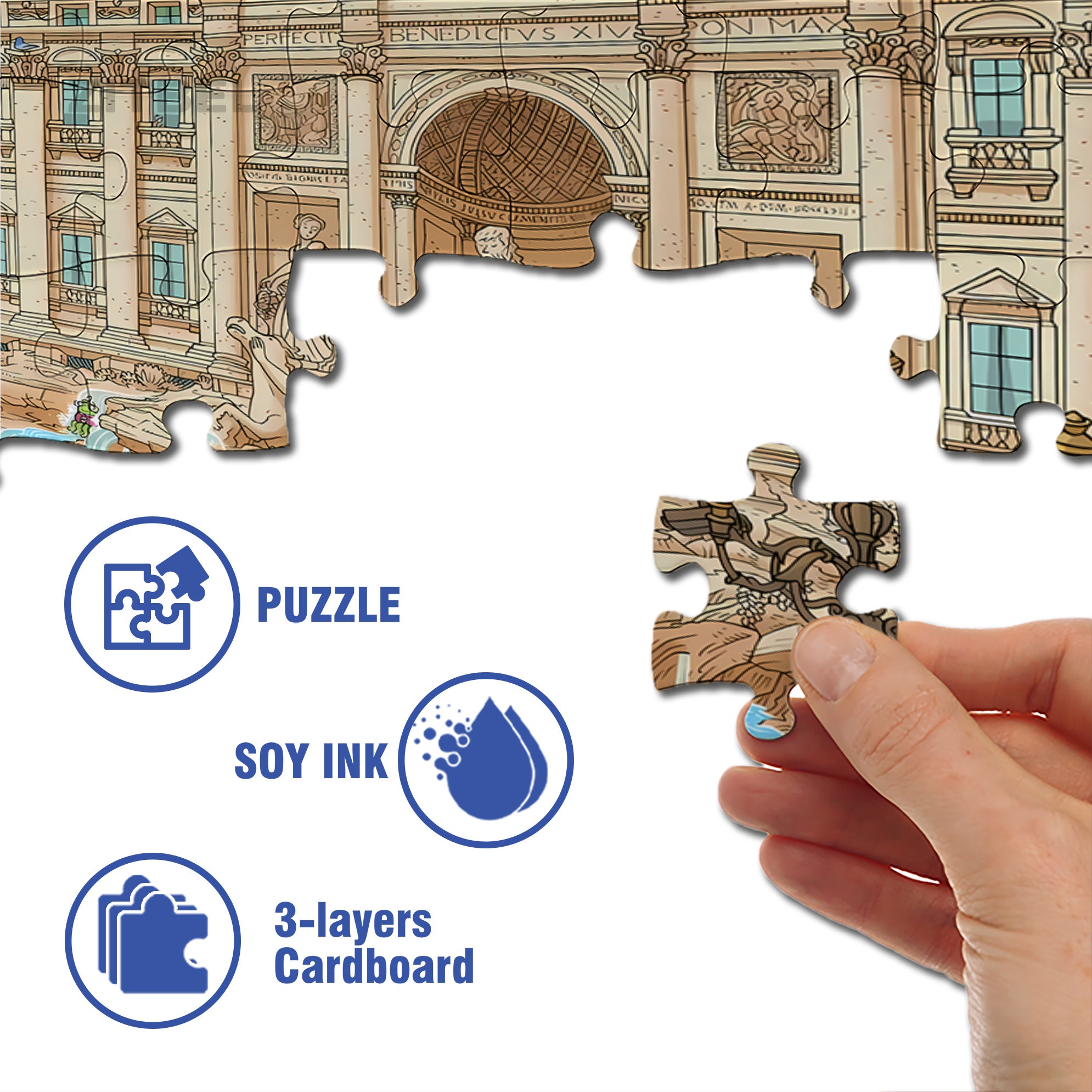 Fontana di Trevi 500pcs/1000pcs Jigsaw Puzzle, Scratch-Resistant, Interactive Family Game & Brain-Boosting DIY Decor, Perfect for Halloween, Christmas & New Year Gifts, Family Puzzle Game