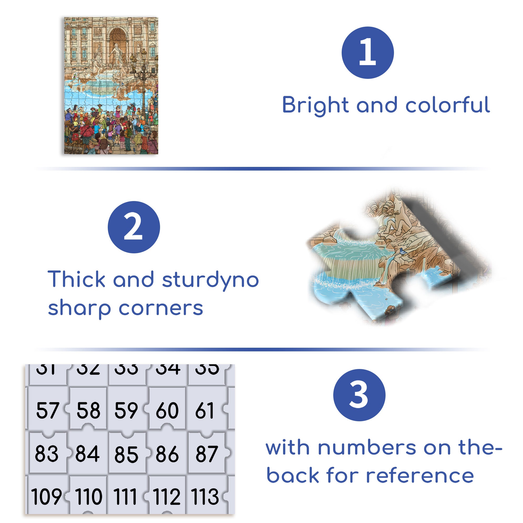 Fontana di Trevi 500pcs/1000pcs Jigsaw Puzzle, Scratch-Resistant, Interactive Family Game & Brain-Boosting DIY Decor, Perfect for Halloween, Christmas & New Year Gifts, Family Puzzle Game