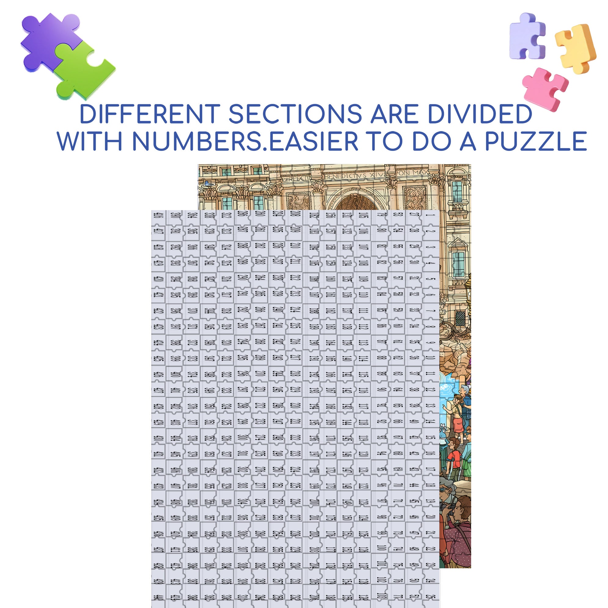 Fontana di Trevi 500pcs/1000pcs Jigsaw Puzzle, Scratch-Resistant, Interactive Family Game & Brain-Boosting DIY Decor, Perfect for Halloween, Christmas & New Year Gifts, Family Puzzle Game