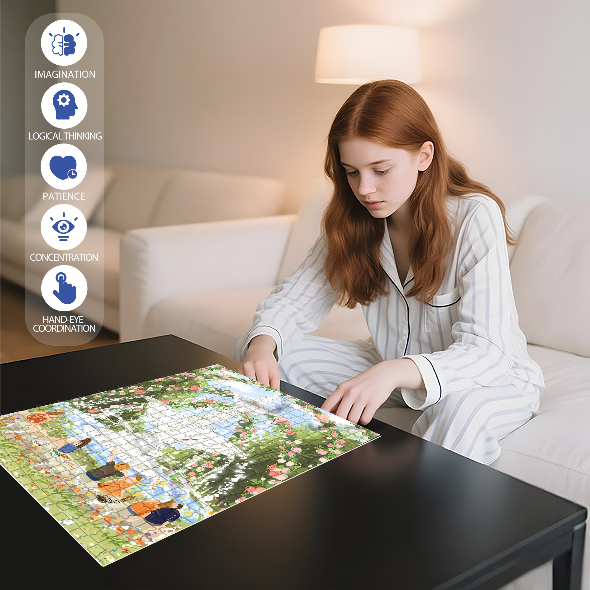 Fountain Of Happiness 500pcs/1000pcs Jigsaw Puzzle, Scratch-Resistant, Interactive Family Game & Brain-Boosting DIY Decor, Perfect for Halloween, Christmas & New Year Gifts, Family Puzzle Game