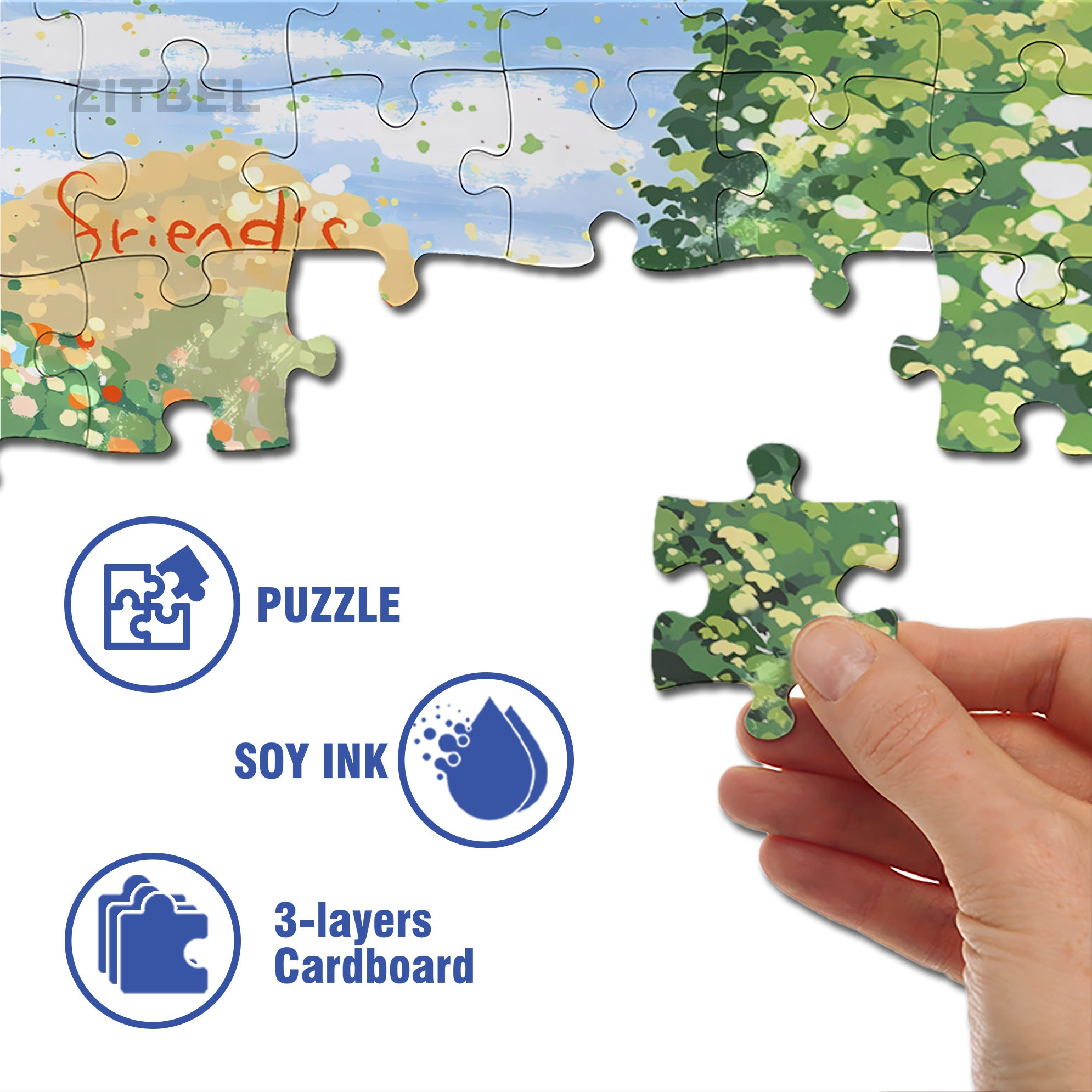 Friend's Picnic 500pcs/1000pcs Jigsaw Puzzle, Scratch-Resistant, Interactive Family Game & Brain-Boosting DIY Decor, Perfect for Halloween, Christmas & New Year Gifts, Family Puzzle Game
