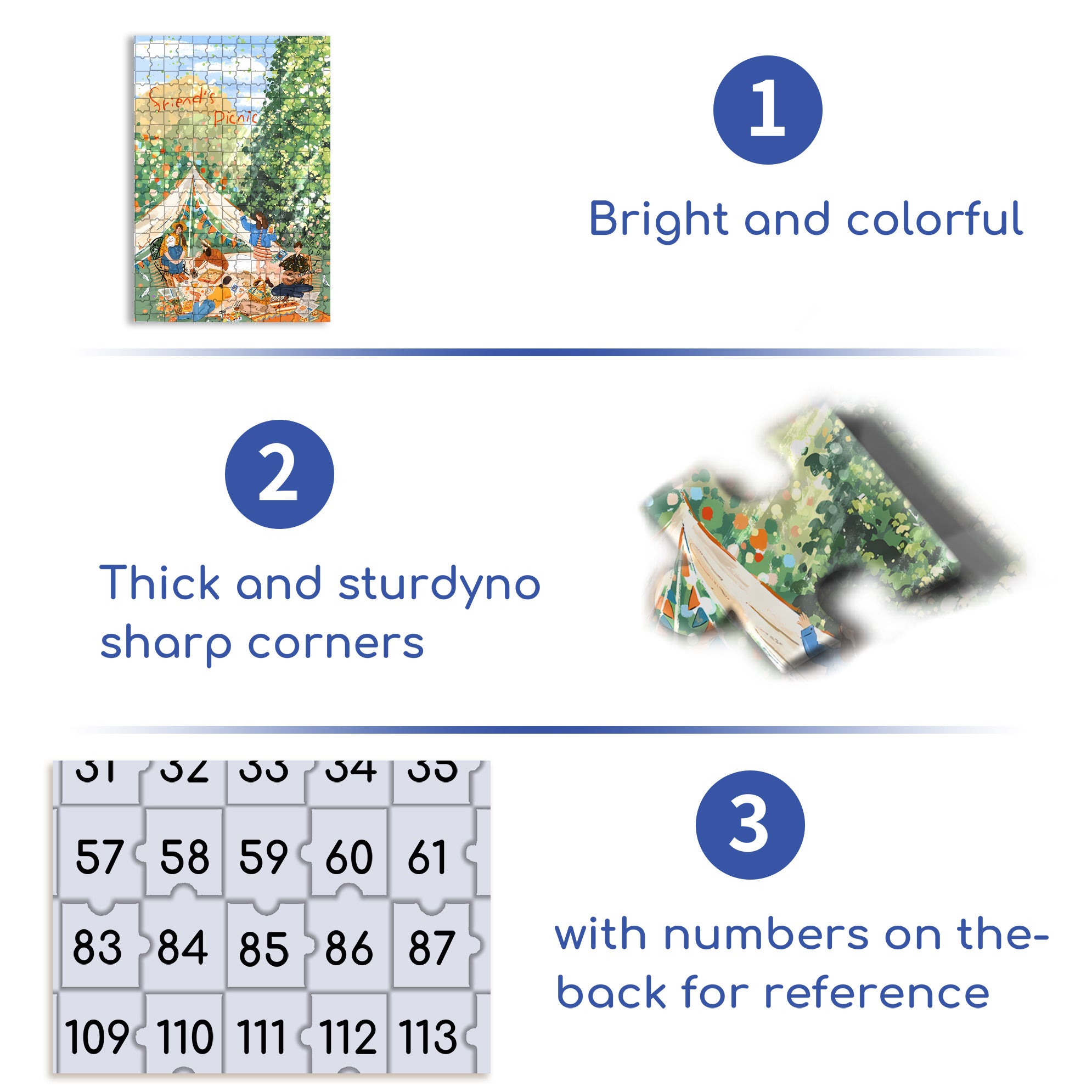 Friend's Picnic 500pcs/1000pcs Jigsaw Puzzle, Scratch-Resistant, Interactive Family Game & Brain-Boosting DIY Decor, Perfect for Halloween, Christmas & New Year Gifts, Family Puzzle Game