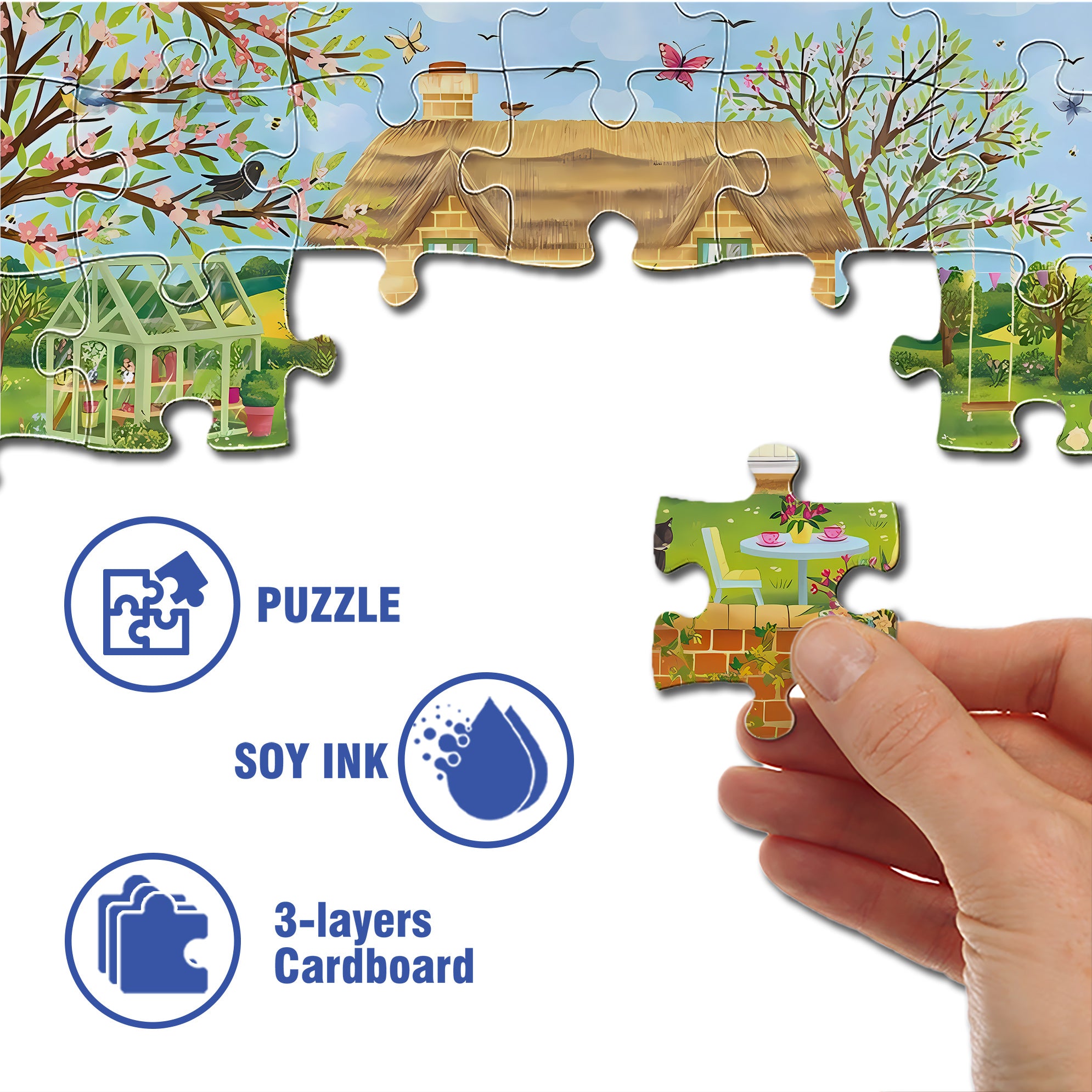Garden Cats 500pcs/1000pcs Jigsaw Puzzle, Scratch-Resistant, Interactive Family Game & Brain-Boosting DIY Decor, Perfect for Halloween, Christmas & New Year Gifts, Family Puzzle Game