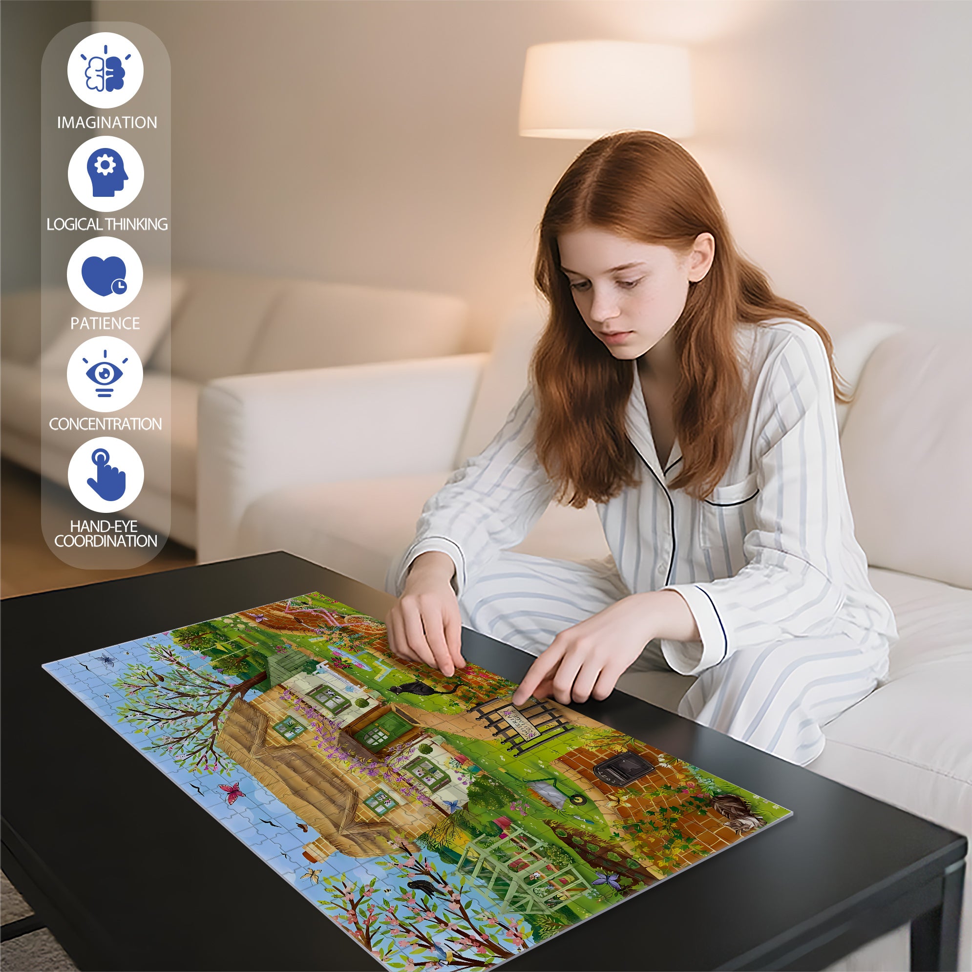 Garden Cats 500pcs/1000pcs Jigsaw Puzzle, Scratch-Resistant, Interactive Family Game & Brain-Boosting DIY Decor, Perfect for Halloween, Christmas & New Year Gifts, Family Puzzle Game