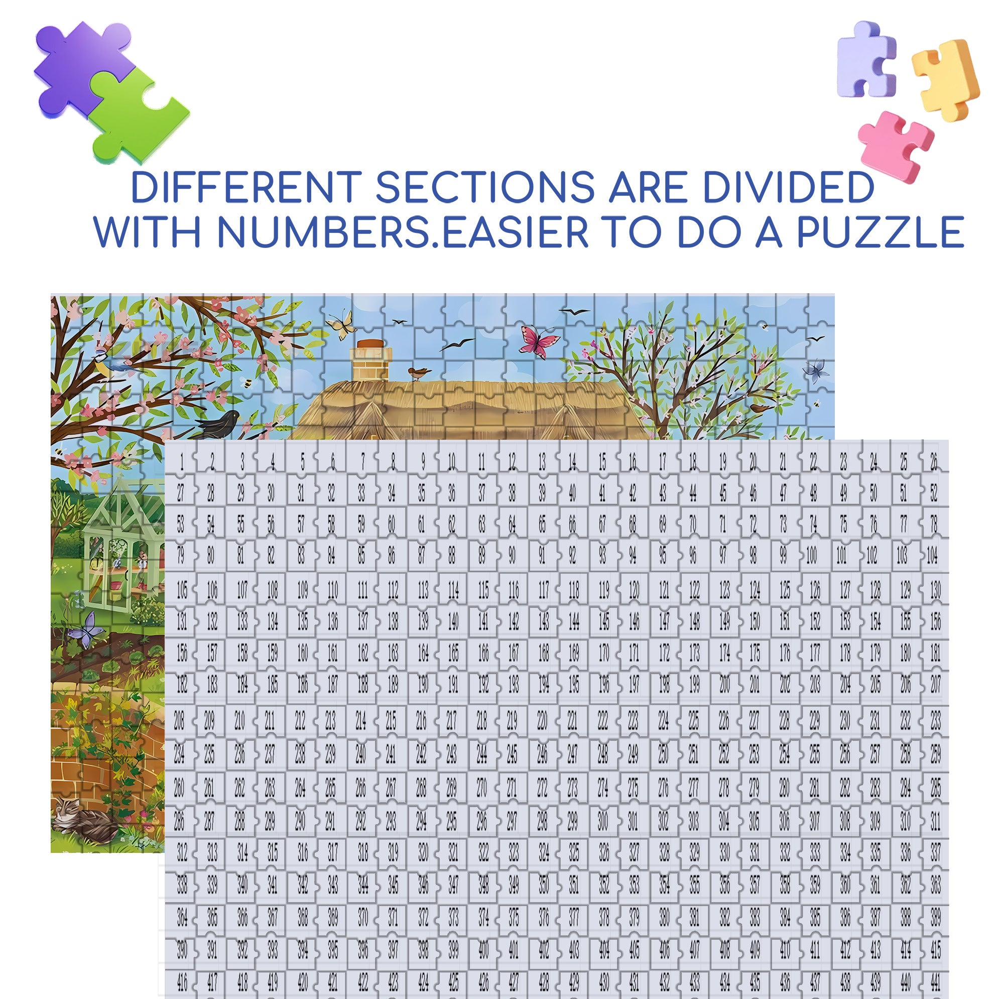 Garden Cats 500pcs/1000pcs Jigsaw Puzzle, Scratch-Resistant, Interactive Family Game & Brain-Boosting DIY Decor, Perfect for Halloween, Christmas & New Year Gifts, Family Puzzle Game