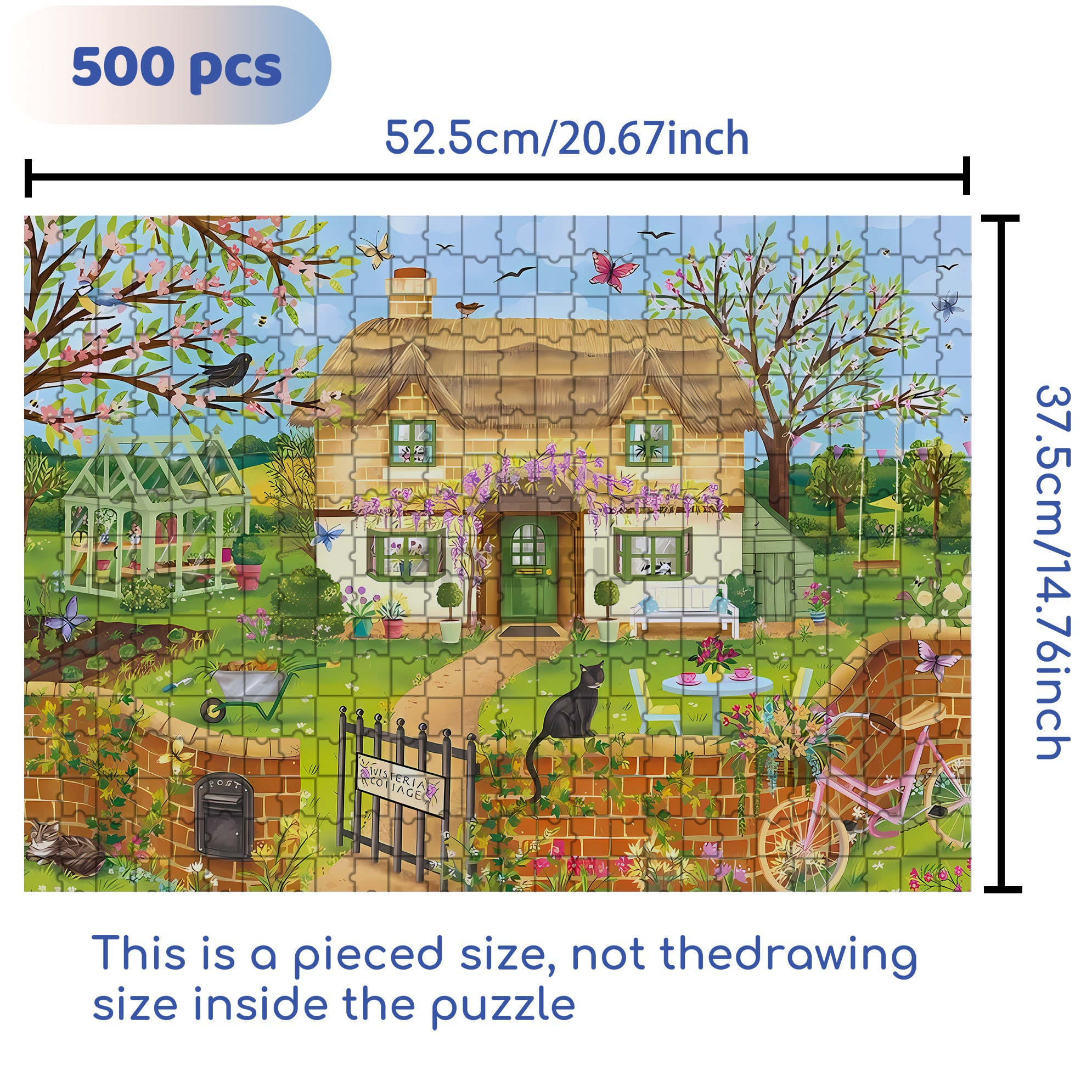 Garden Cats 500pcs/1000pcs Jigsaw Puzzle, Scratch-Resistant, Interactive Family Game & Brain-Boosting DIY Decor, Perfect for Halloween, Christmas & New Year Gifts, Family Puzzle Game