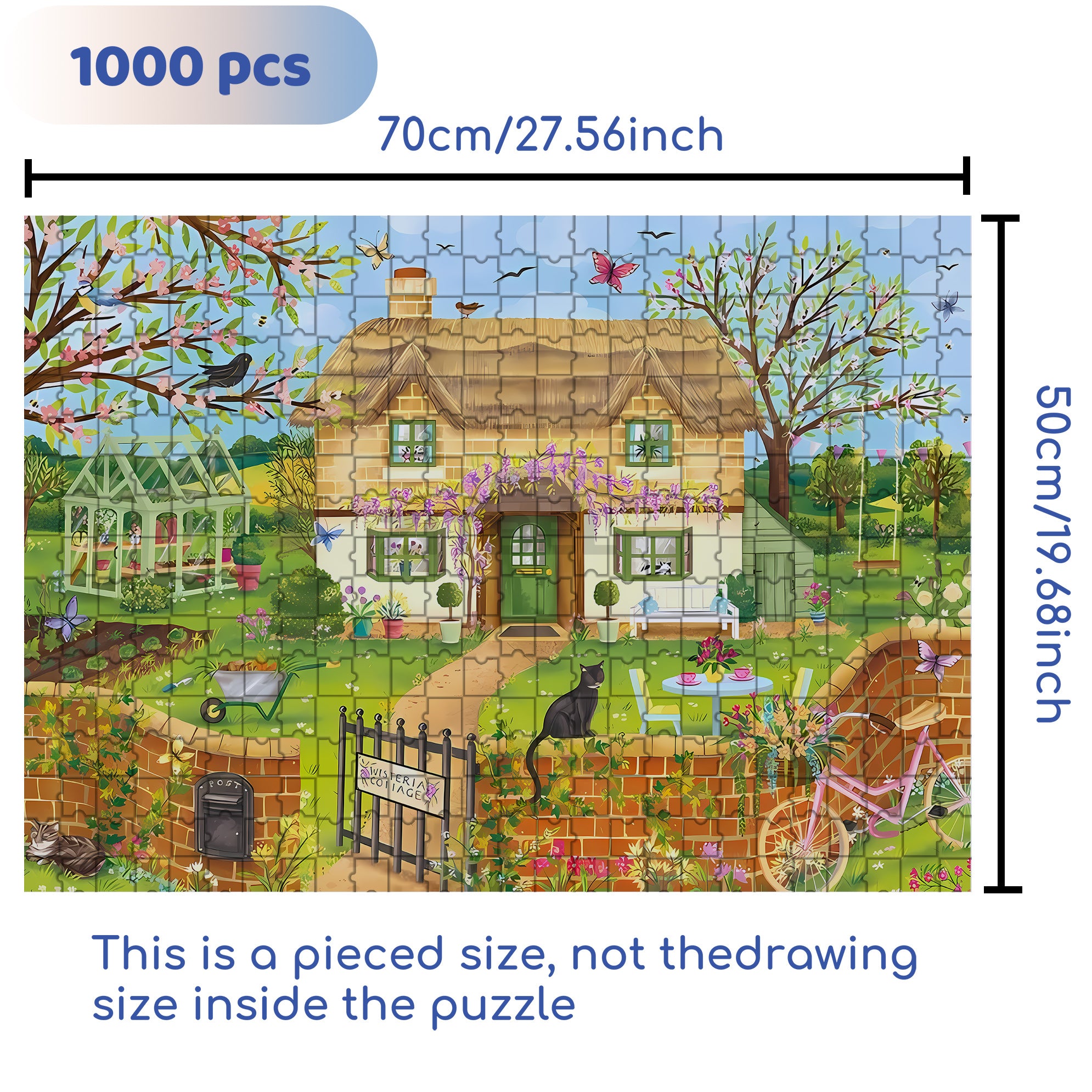 Garden Cats 500pcs/1000pcs Jigsaw Puzzle, Scratch-Resistant, Interactive Family Game & Brain-Boosting DIY Decor, Perfect for Halloween, Christmas & New Year Gifts, Family Puzzle Game