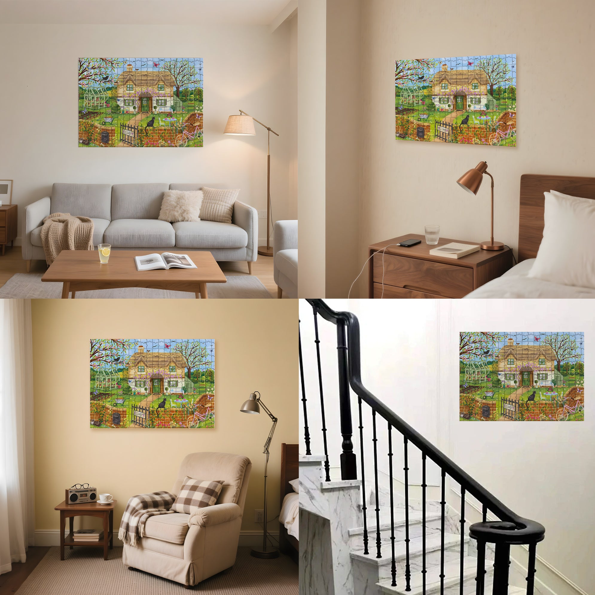 Garden Cats 500pcs/1000pcs Jigsaw Puzzle, Scratch-Resistant, Interactive Family Game & Brain-Boosting DIY Decor, Perfect for Halloween, Christmas & New Year Gifts, Family Puzzle Game