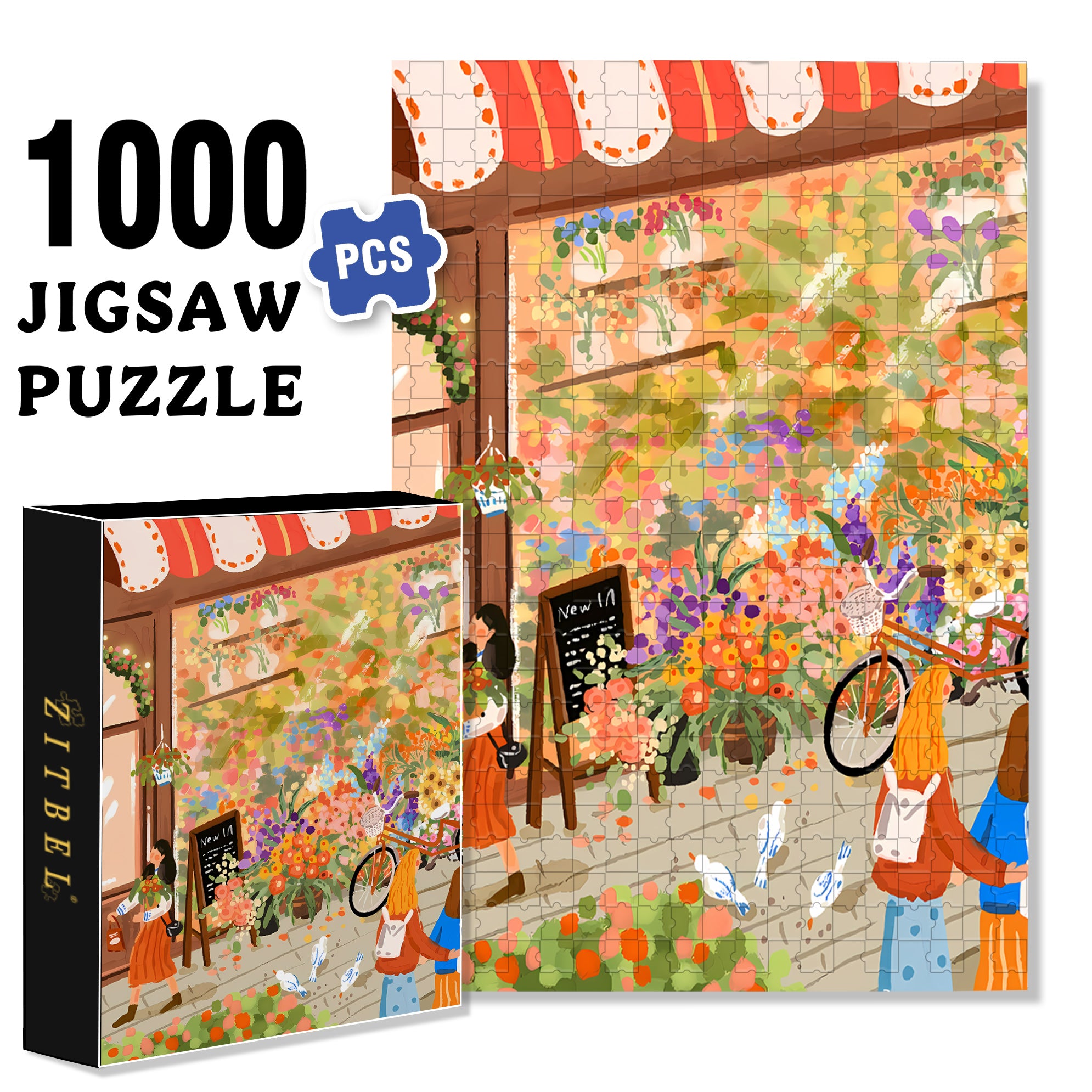 Go Shopping 500pcs/1000pcs Jigsaw Puzzle, Scratch-Resistant, Interactive Family Game & Brain-Boosting DIY Decor, Perfect for Halloween, Christmas & New Year Gifts, Family Puzzle Game