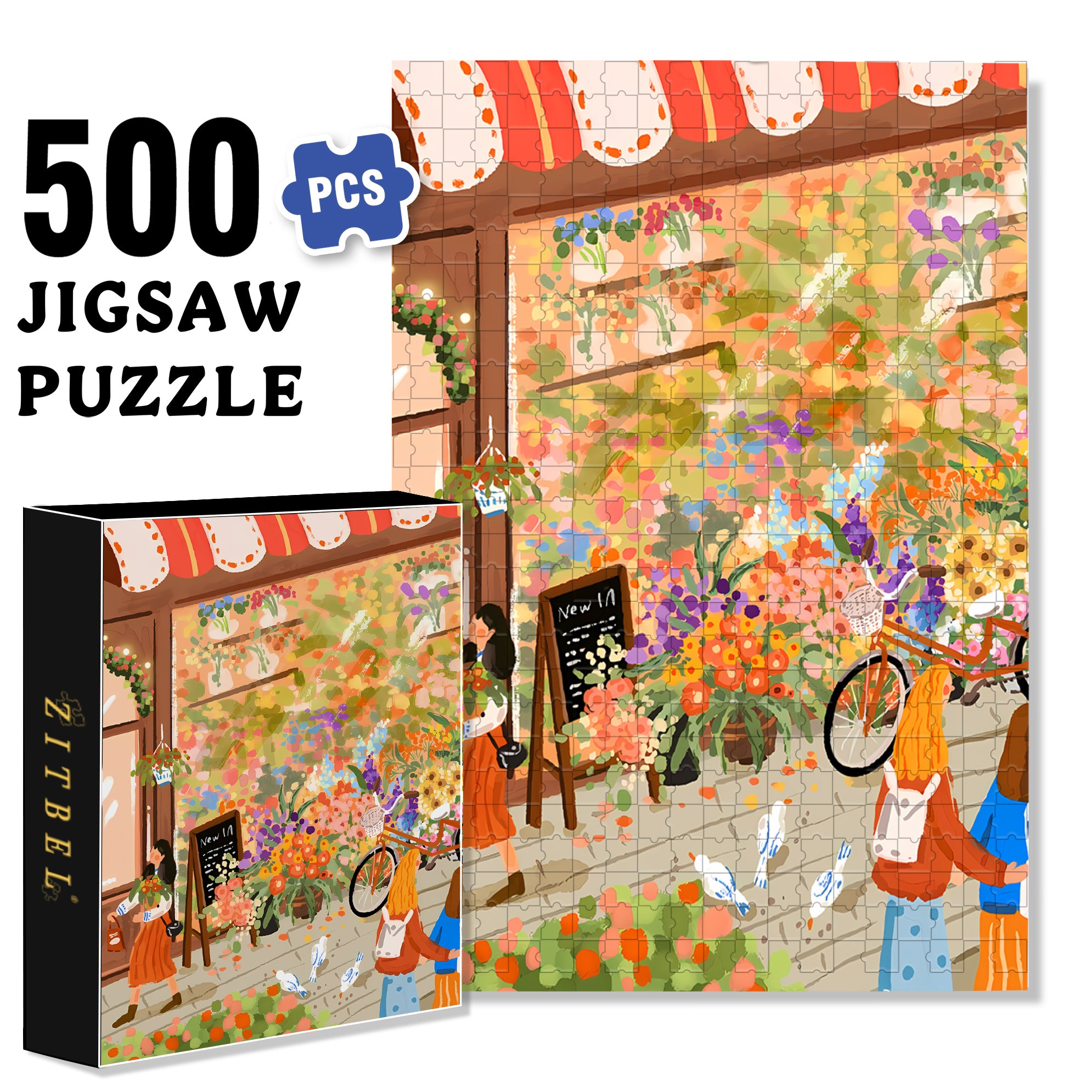 Go Shopping 500pcs/1000pcs Jigsaw Puzzle, Scratch-Resistant, Interactive Family Game & Brain-Boosting DIY Decor, Perfect for Halloween, Christmas & New Year Gifts, Family Puzzle Game