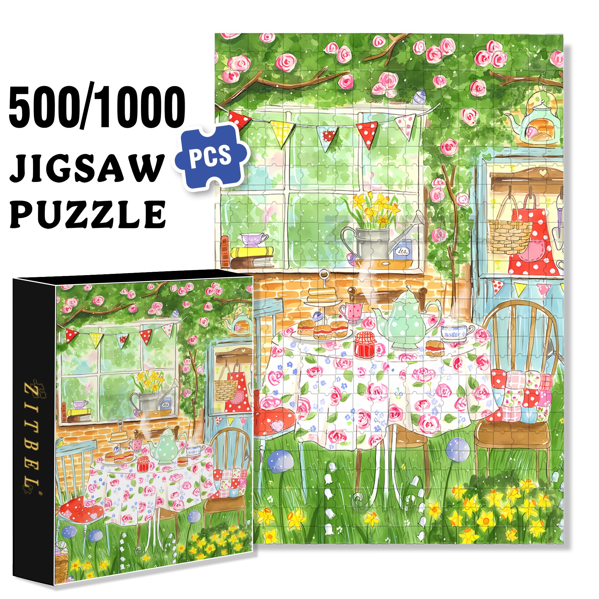 Go?ter de Paques 500pcs/1000pcs Jigsaw Puzzle, Scratch-Resistant, Interactive Family Game & Brain-Boosting DIY Decor, Perfect for Halloween, Christmas & New Year Gifts, Family Puzzle Game