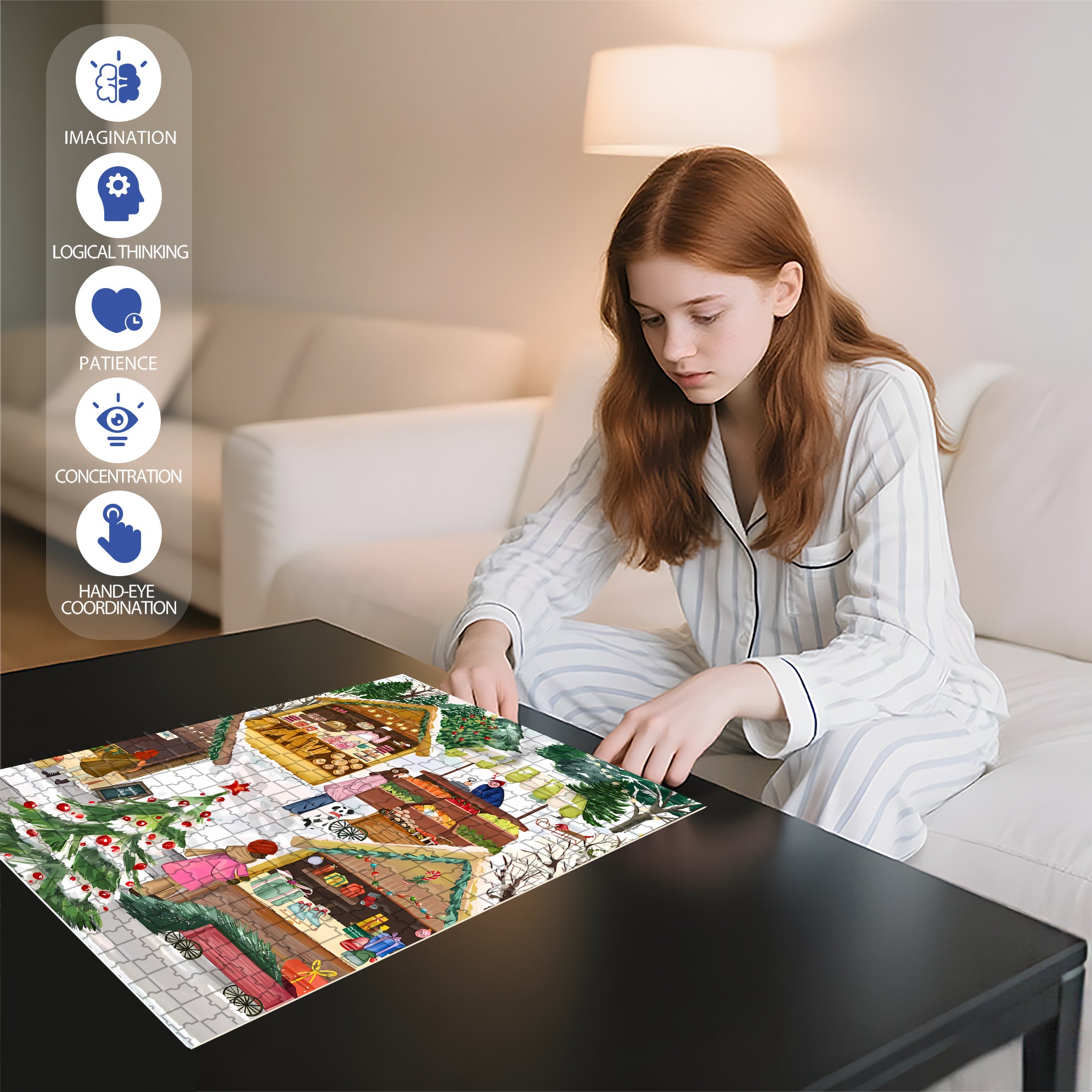 Holiday Market 500pcs/1000pcs Jigsaw Puzzle, Scratch-Resistant, Interactive Family Game & Brain-Boosting DIY Decor, Perfect for Halloween, Christmas & New Year Gifts, Family Puzzle Game