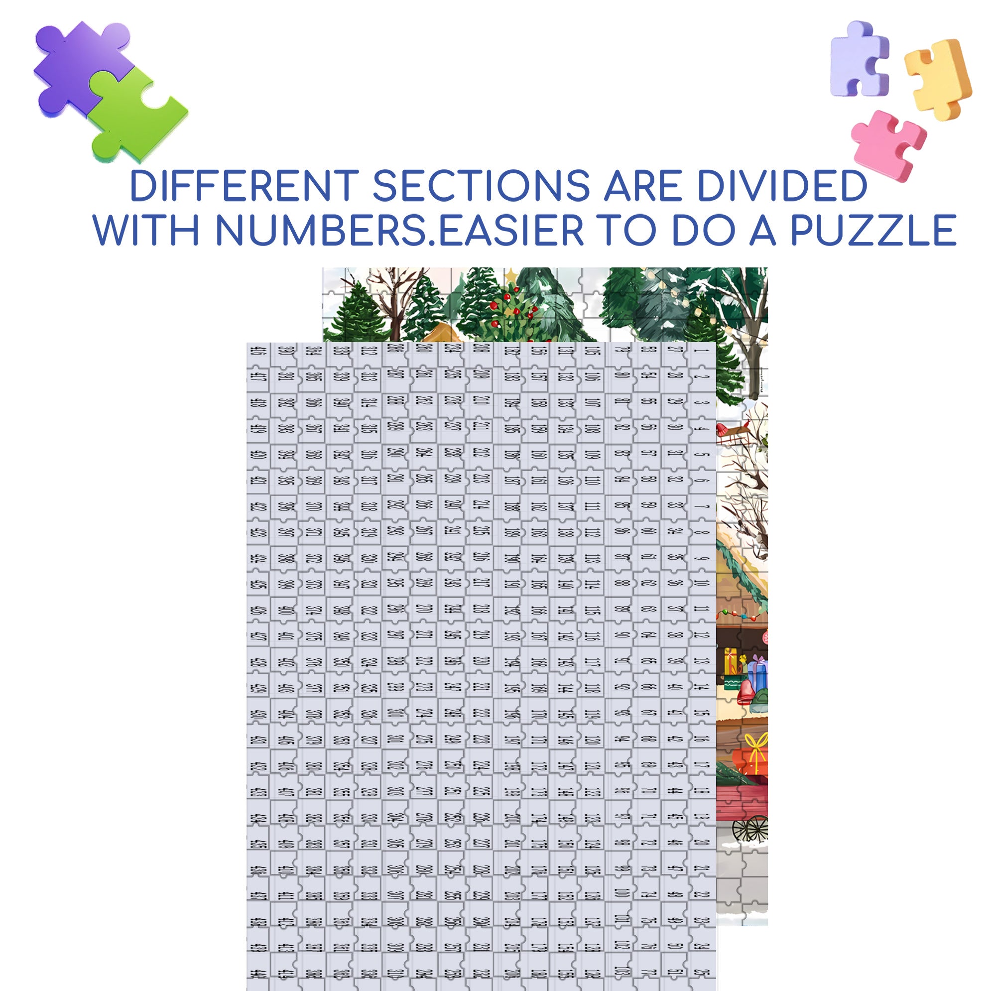 Holiday Market 500pcs/1000pcs Jigsaw Puzzle, Scratch-Resistant, Interactive Family Game & Brain-Boosting DIY Decor, Perfect for Halloween, Christmas & New Year Gifts, Family Puzzle Game