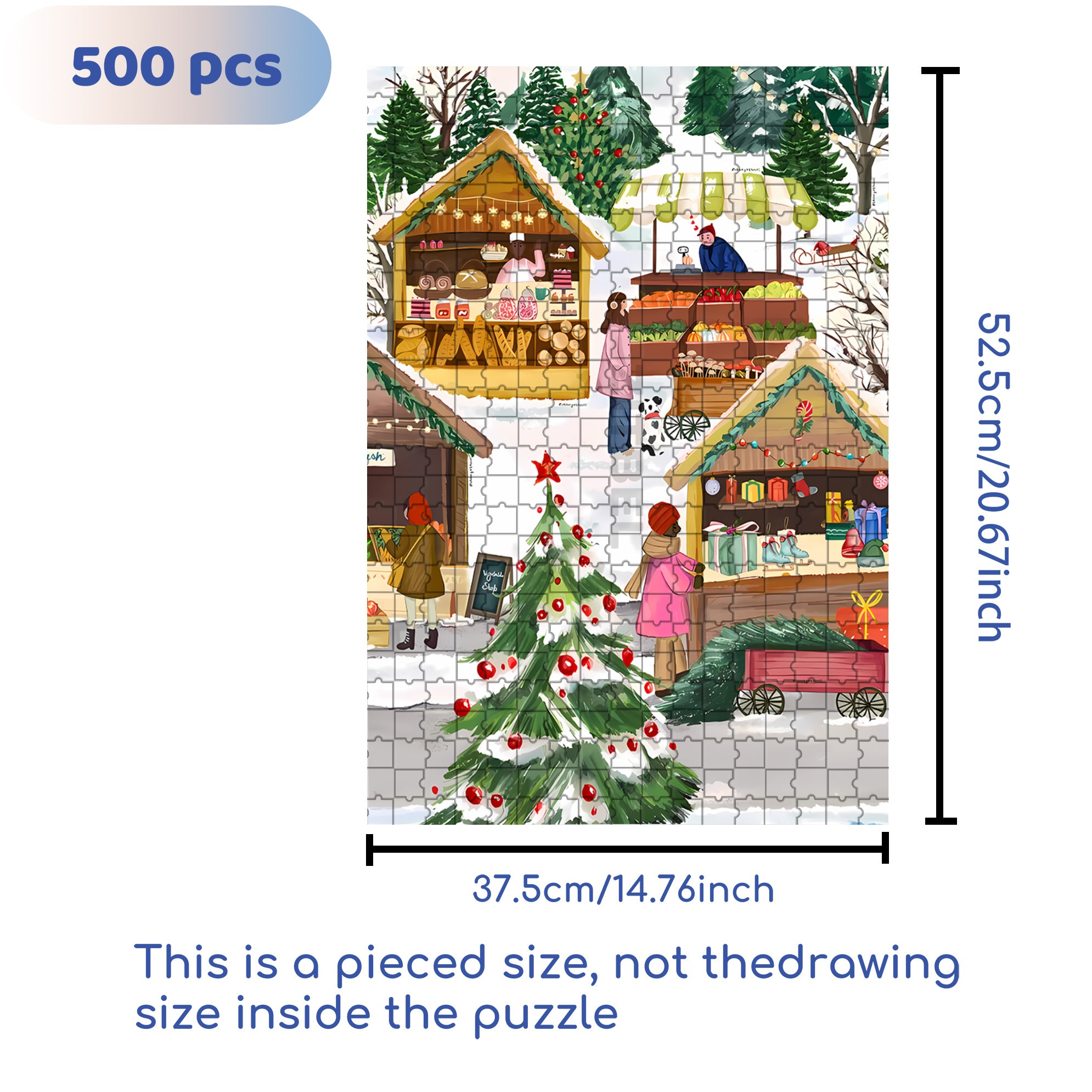 Holiday Market 500pcs/1000pcs Jigsaw Puzzle, Scratch-Resistant, Interactive Family Game & Brain-Boosting DIY Decor, Perfect for Halloween, Christmas & New Year Gifts, Family Puzzle Game