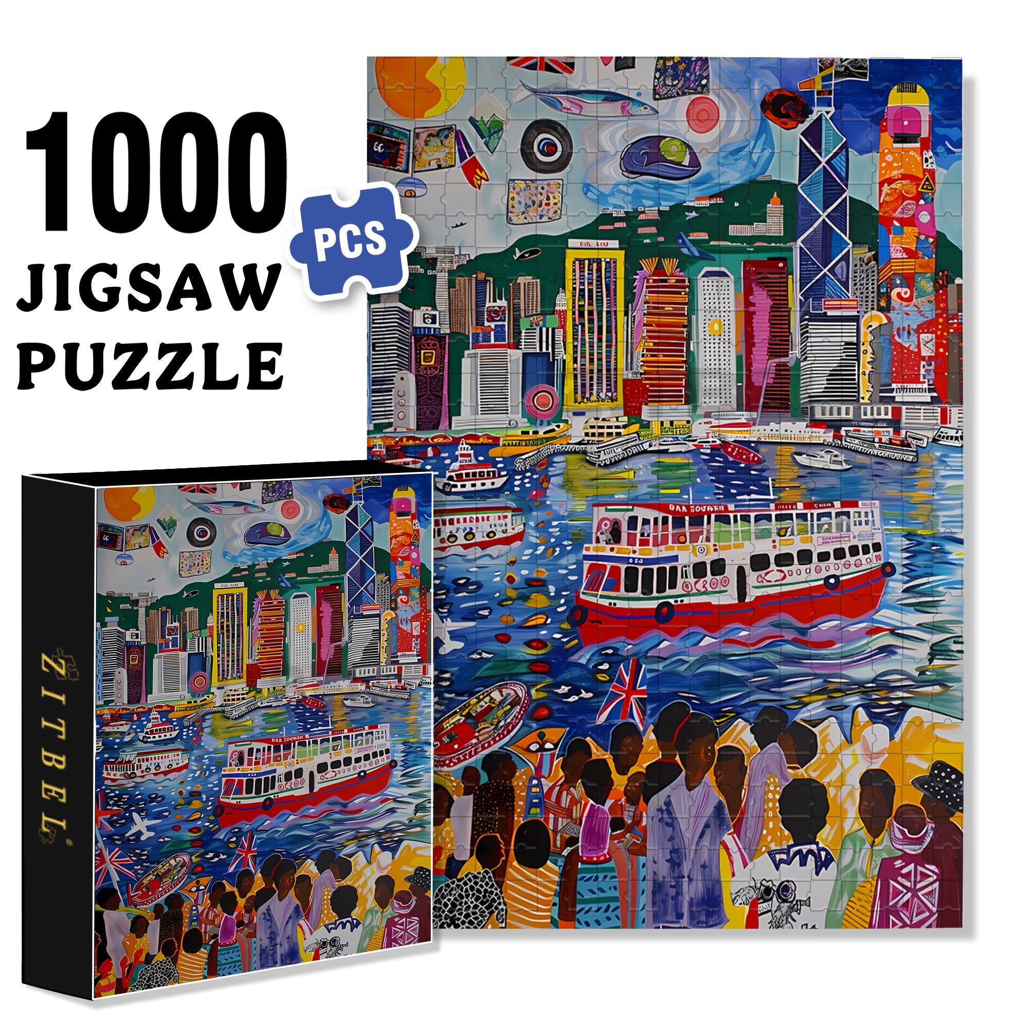 Hong Kong Victoria Harbour 500pcs/1000pcs Jigsaw Puzzle, Scratch-Resistant, Interactive Family Game & Brain-Boosting DIY Decor, Perfect for Halloween, Christmas & New Year Gifts, Family Puzzle Game