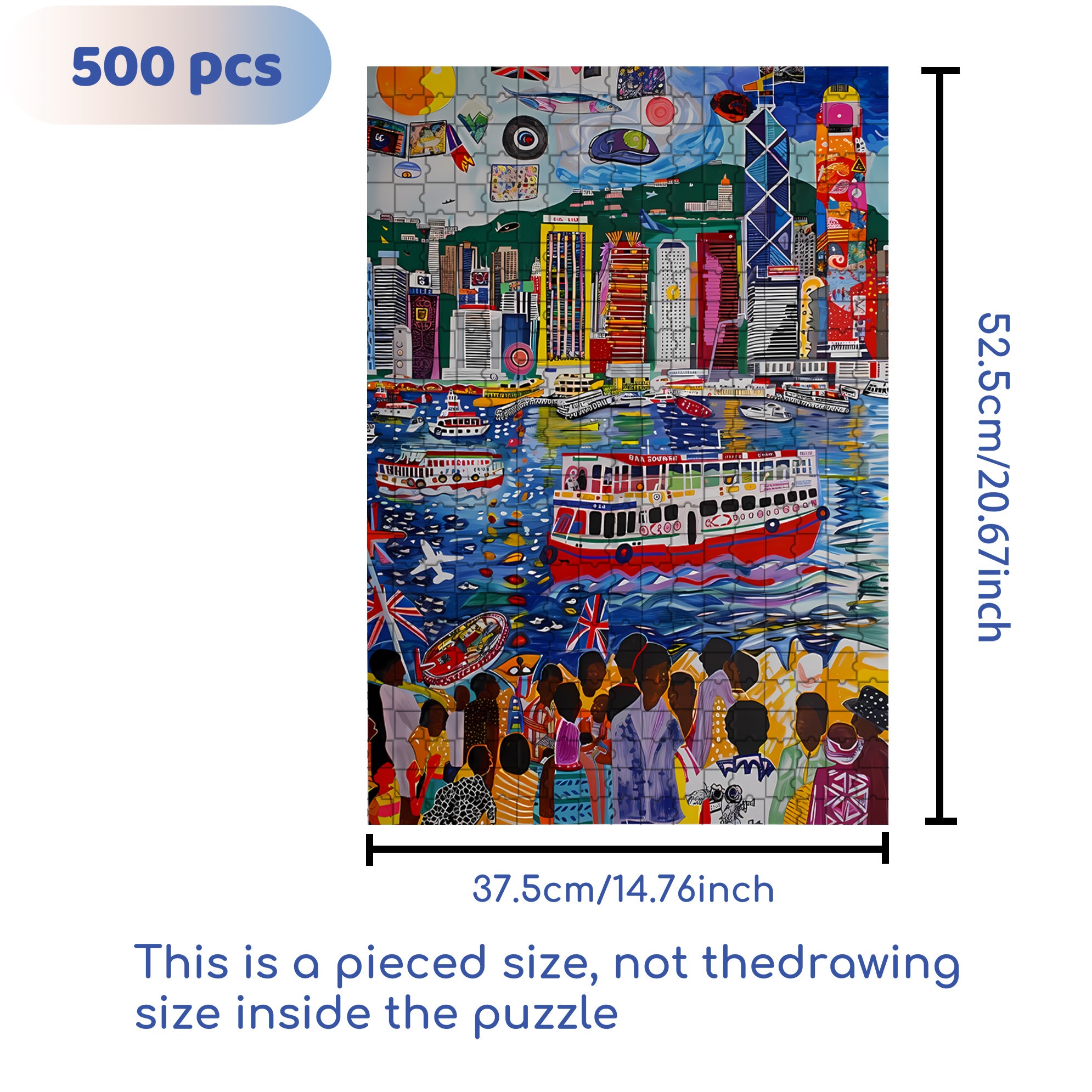 Hong Kong Victoria Harbour 500pcs/1000pcs Jigsaw Puzzle, Scratch-Resistant, Interactive Family Game & Brain-Boosting DIY Decor, Perfect for Halloween, Christmas & New Year Gifts, Family Puzzle Game