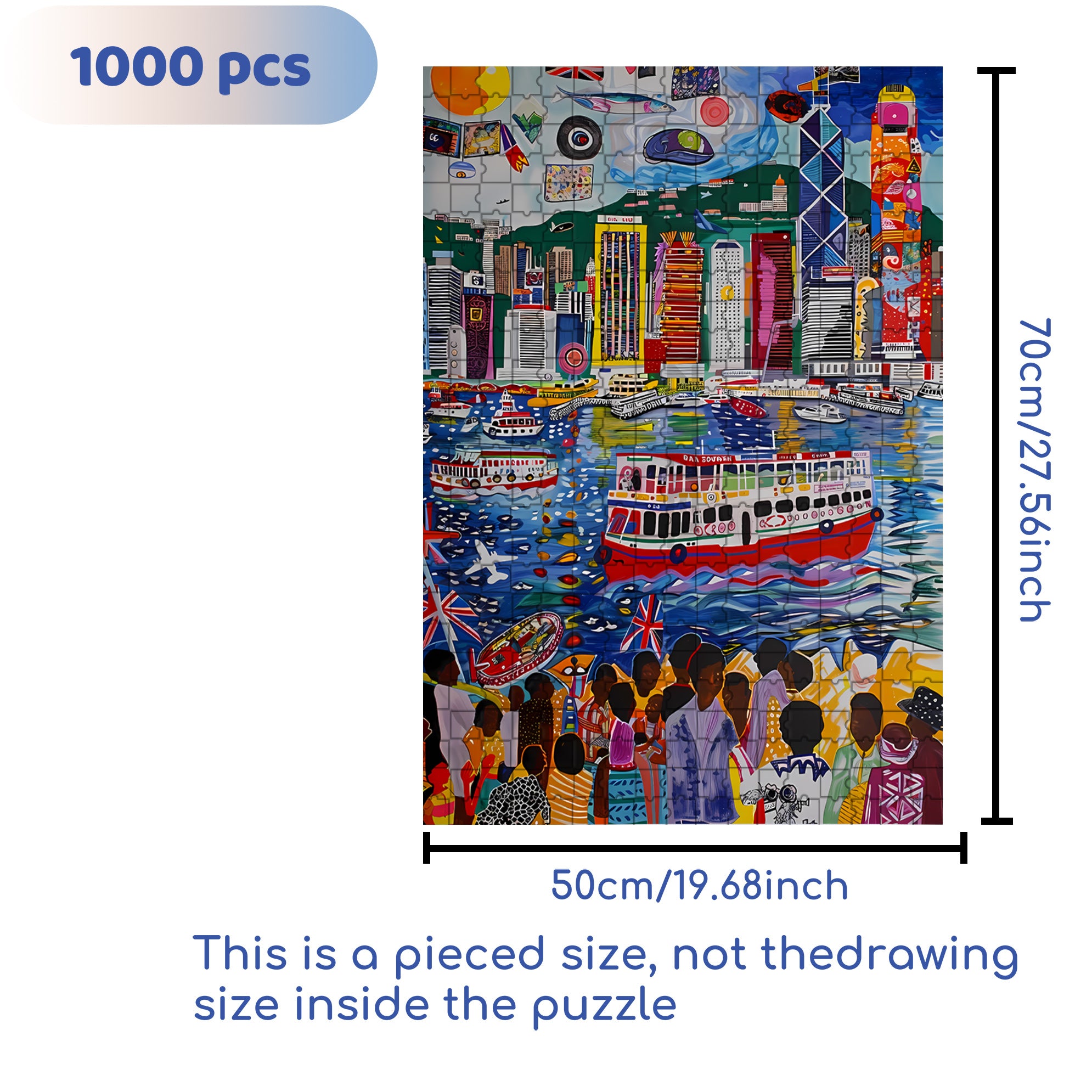 Hong Kong Victoria Harbour 500pcs/1000pcs Jigsaw Puzzle, Scratch-Resistant, Interactive Family Game & Brain-Boosting DIY Decor, Perfect for Halloween, Christmas & New Year Gifts, Family Puzzle Game