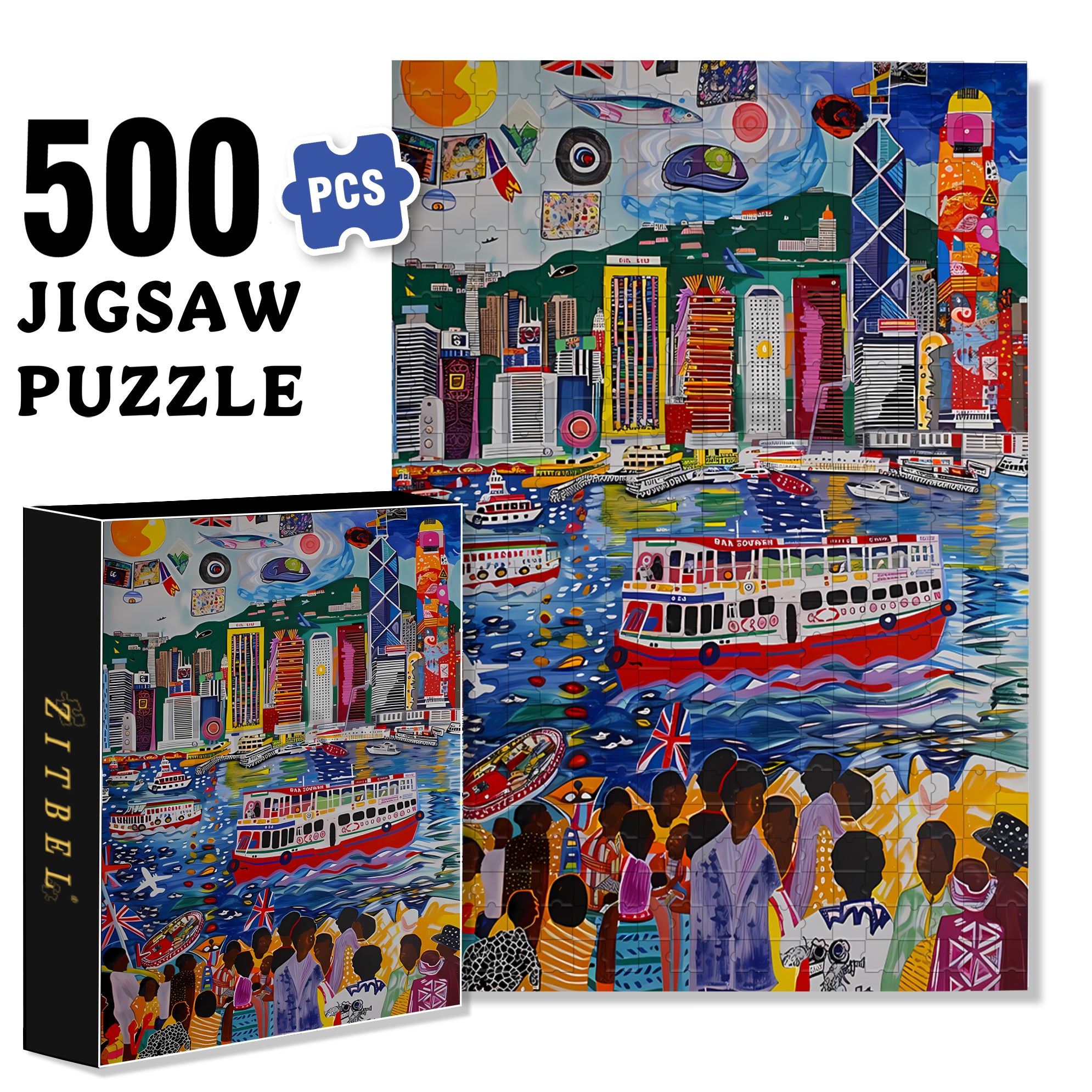 Hong Kong Victoria Harbour 500pcs/1000pcs Jigsaw Puzzle, Scratch-Resistant, Interactive Family Game & Brain-Boosting DIY Decor, Perfect for Halloween, Christmas & New Year Gifts, Family Puzzle Game
