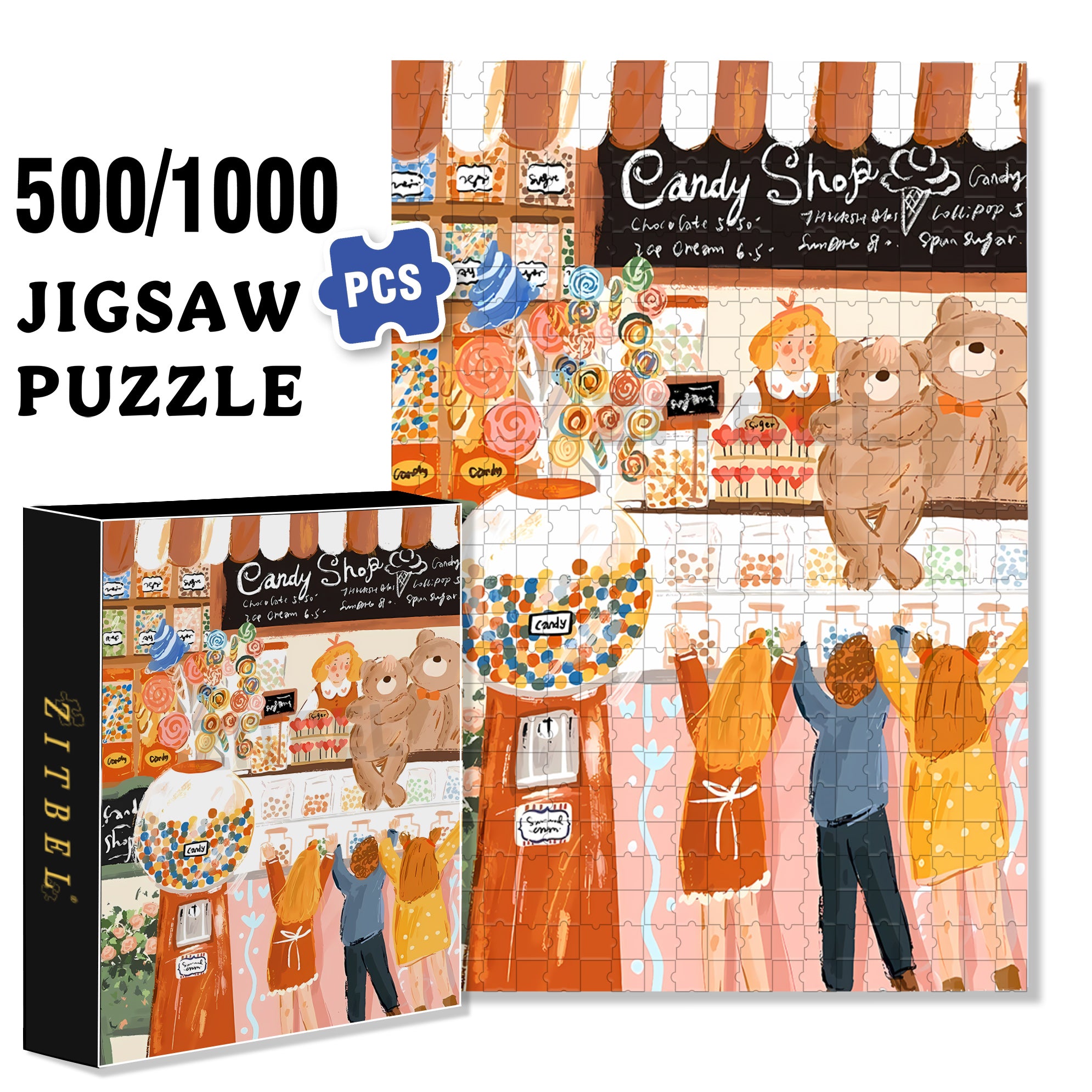 Hooray 500pcs/1000pcs Jigsaw Puzzle, Scratch-Resistant, Interactive Family Game & Brain-Boosting DIY Decor, Perfect for Halloween, Christmas & New Year Gifts, Family Puzzle Game