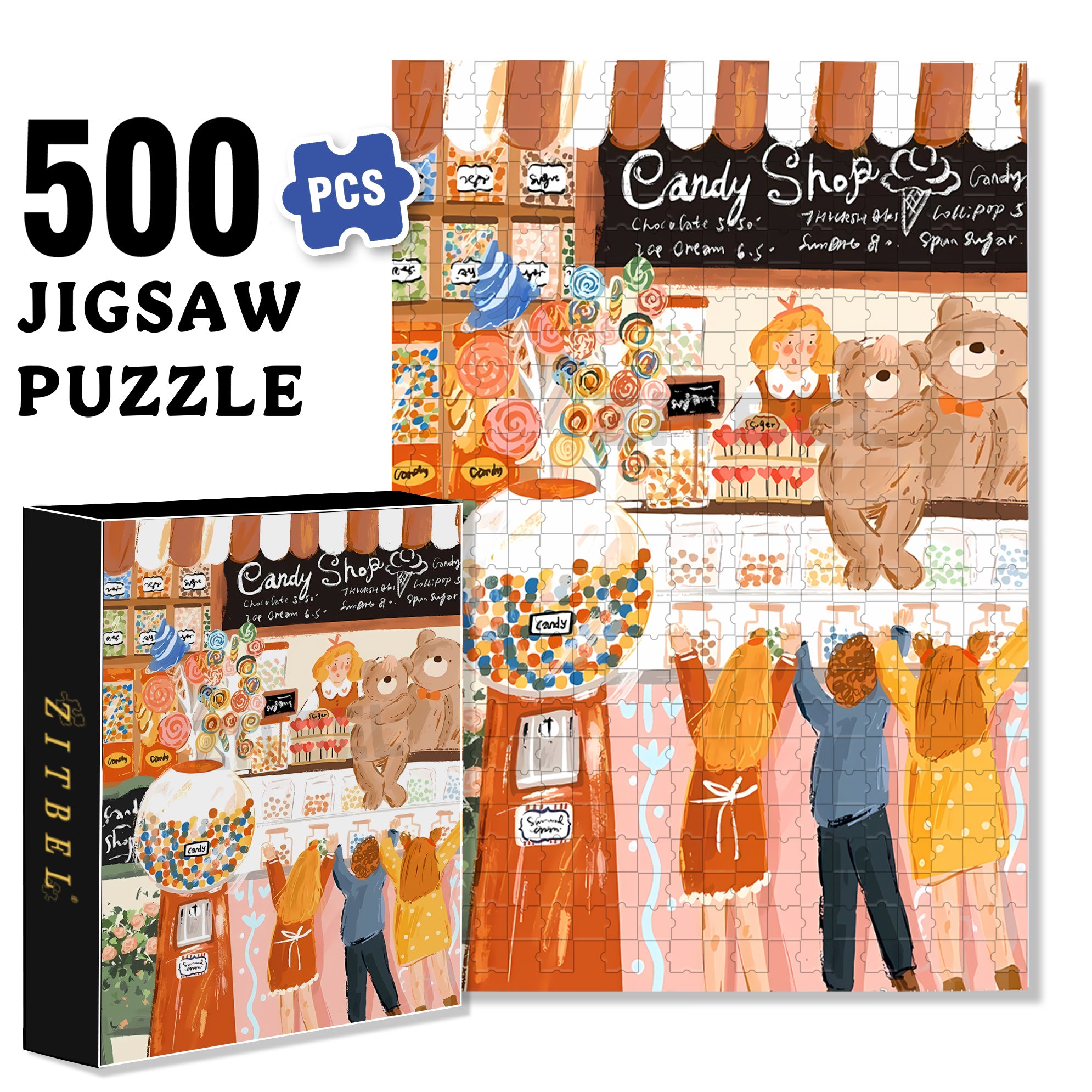 Hooray 500pcs/1000pcs Jigsaw Puzzle, Scratch-Resistant, Interactive Family Game & Brain-Boosting DIY Decor, Perfect for Halloween, Christmas & New Year Gifts, Family Puzzle Game