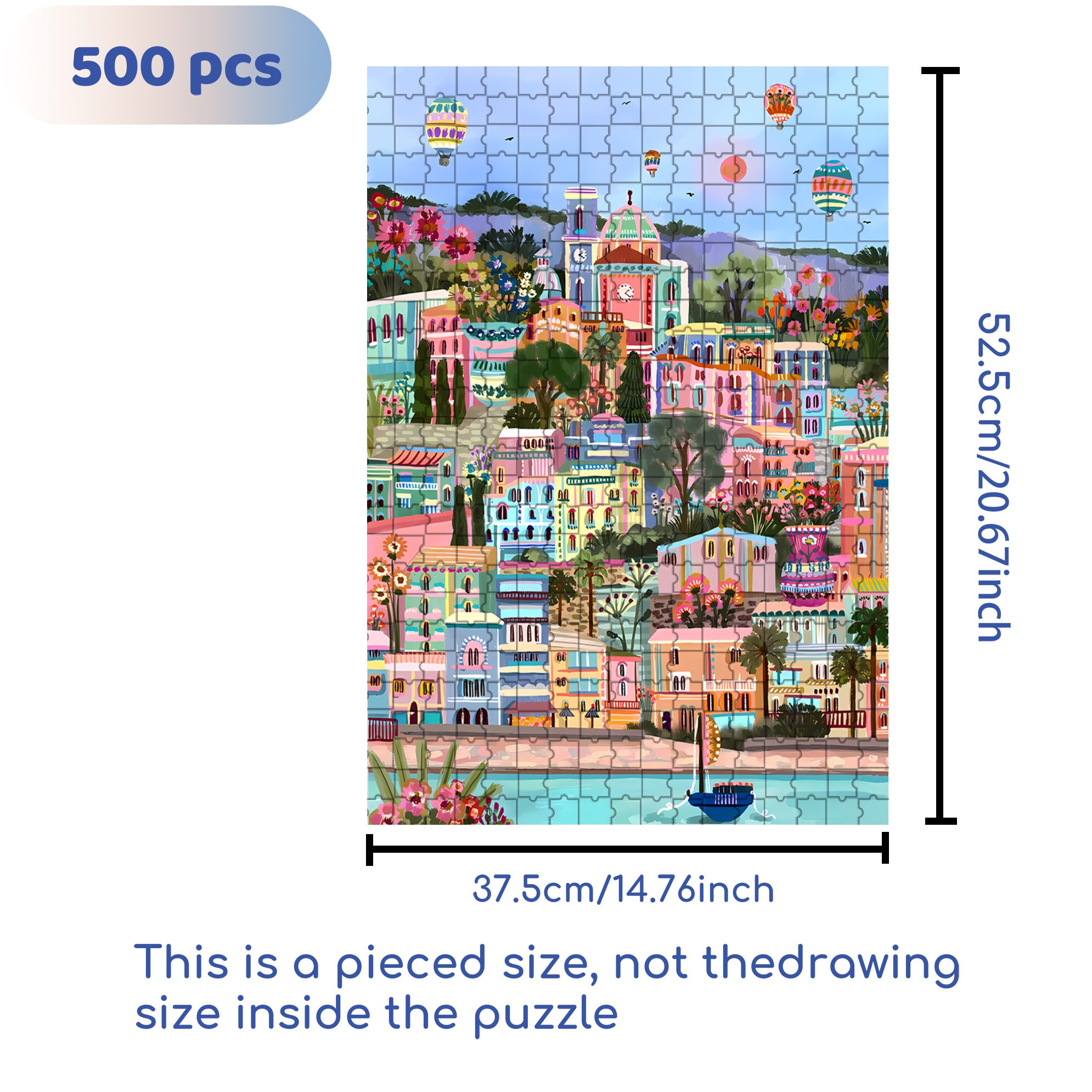 Hot Air Balloon Capital 500pcs/1000pcs Jigsaw Puzzle, Scratch-Resistant, Interactive Family Game & Brain-Boosting DIY Decor, Perfect for Halloween, Christmas & New Year Gifts, Family Puzzle Game